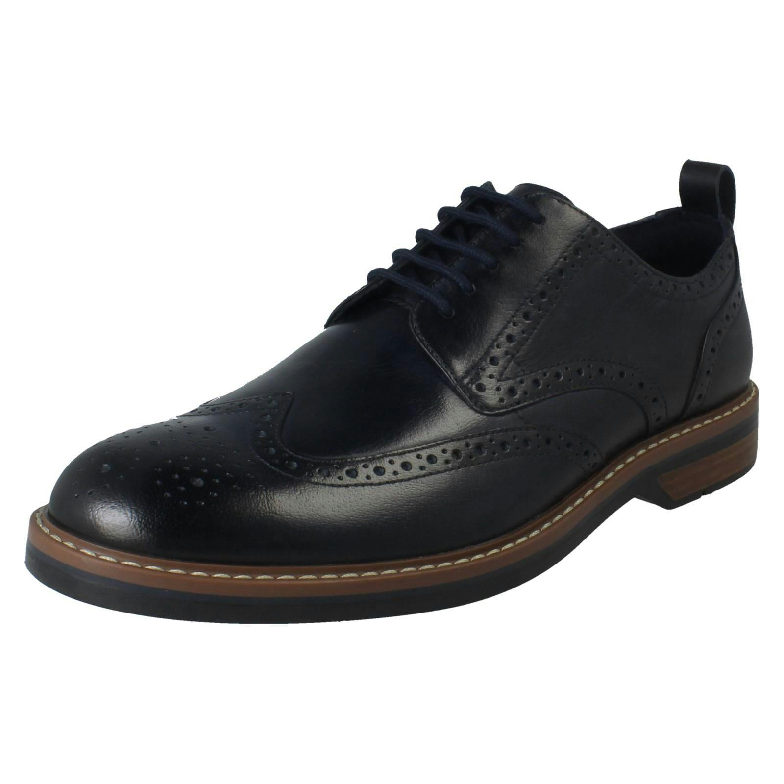 Clarks Men's Smart Casual Lace Up Brogue Shoes Aldwin Limit - Navy - Uk 8.5