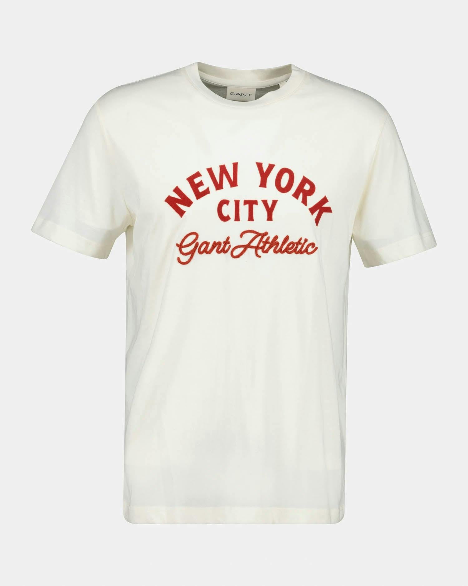 Gant Men's Cream Logo Graphic Short Sleeve T-Shirt - 130 - 130 - M