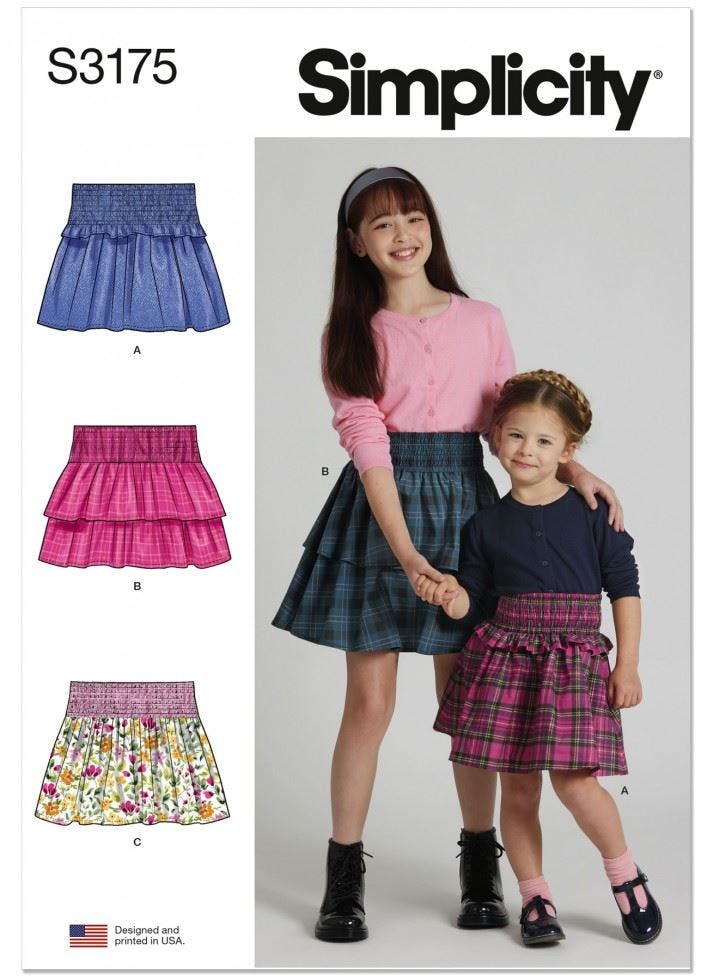 Simplicity Sewing Pattern 3175, Skirts For Kids, Teenagers, Hh (3-4-5-6) - Intermediate - K5 (7-8-10-12-14)
