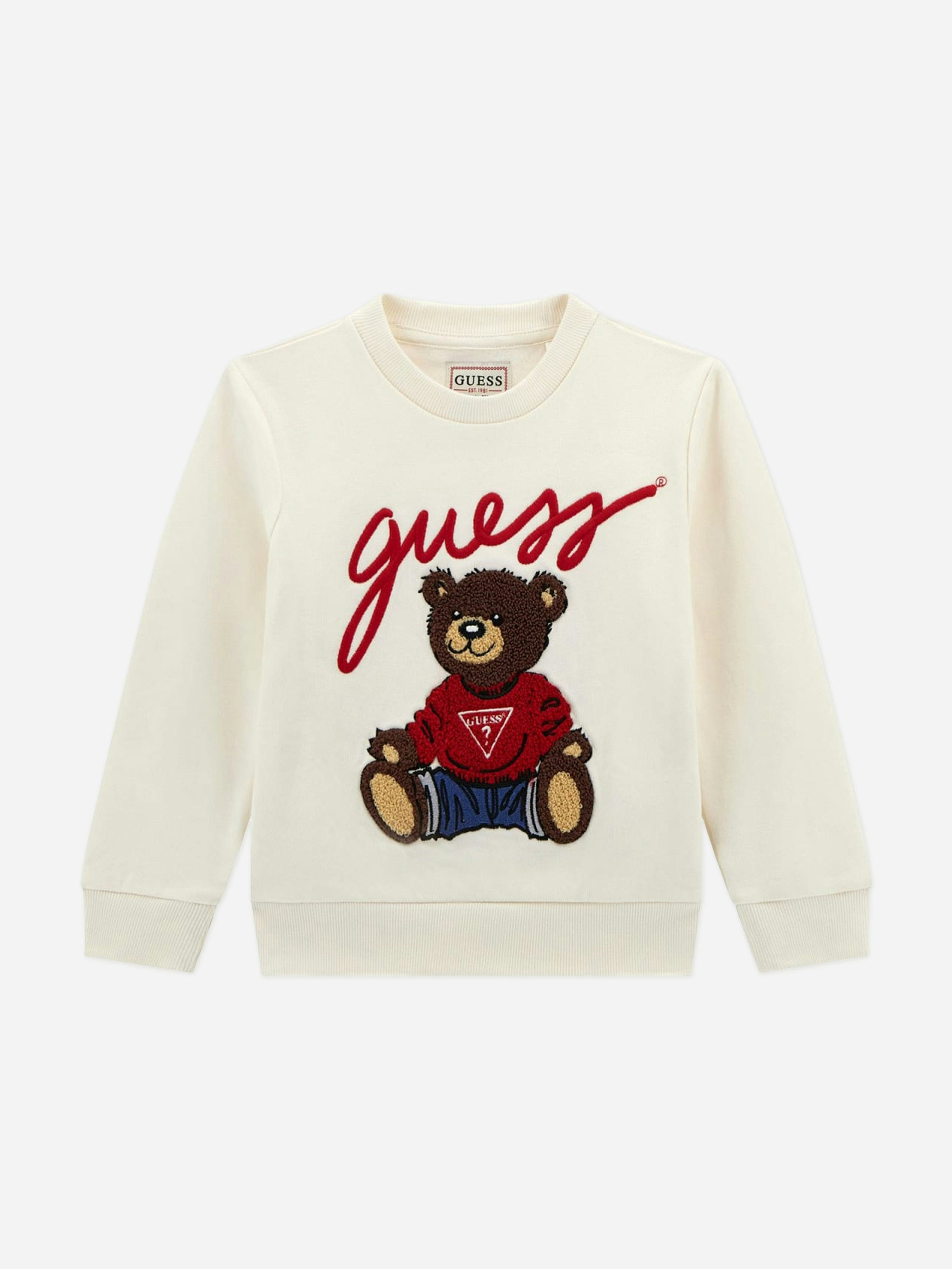 Guess Unisex Kids Ivory Kids Teddy Bear Sweatshirt In - 24 Mths
