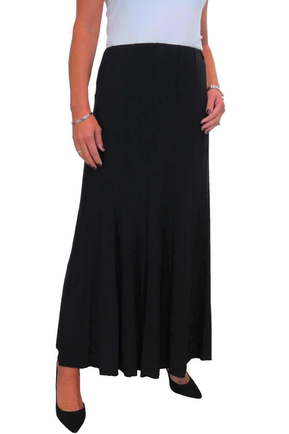 Paulo Due Women's Black Panelled 38" Elastic Waist Maxi Skirt - 20-22