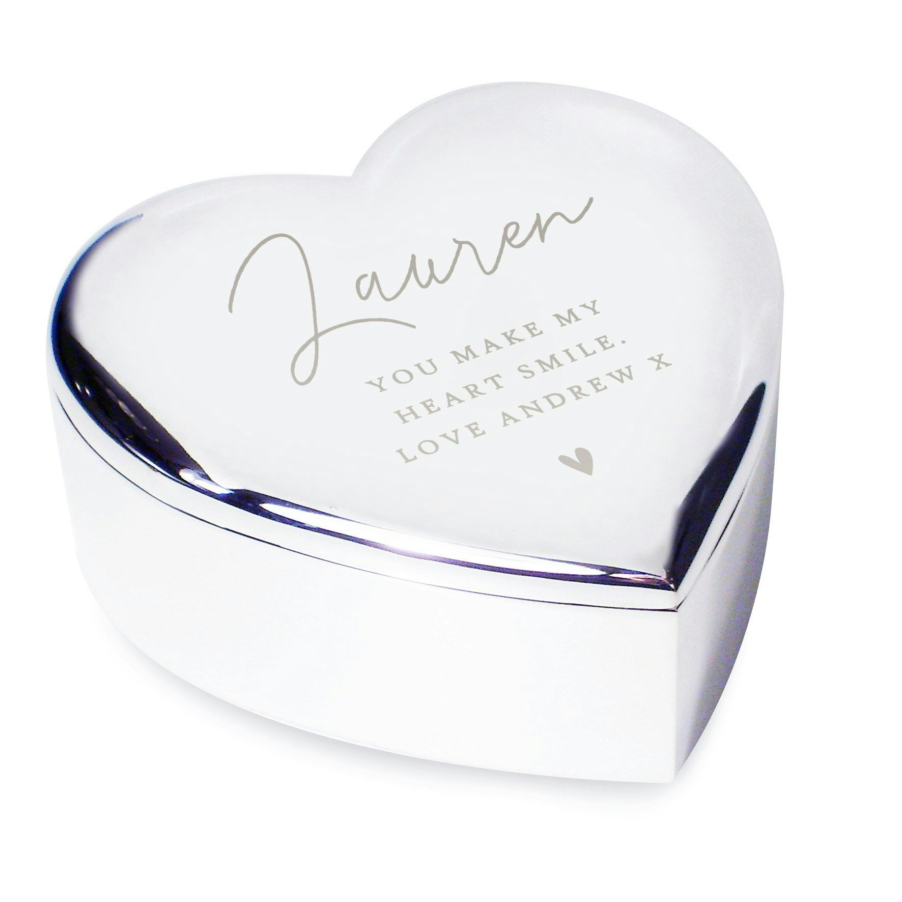 Personalised Memento Company Personalised Name And Message Heart Trinket Box