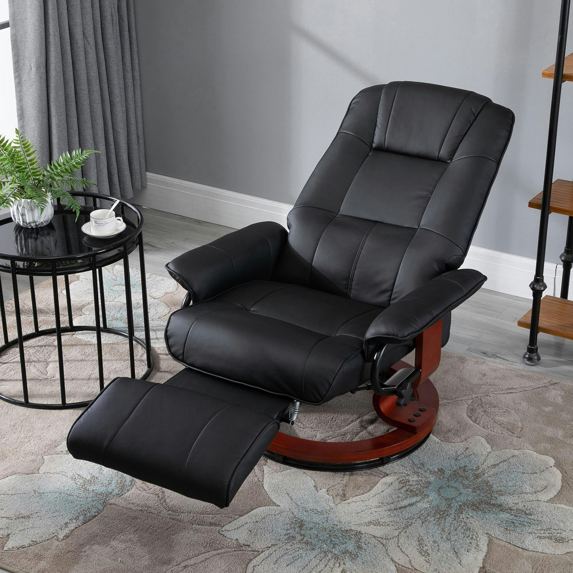 Homcom Black Ergonomic Office Recliner Sofa Chair Pu Leather Armchair - Pu Leather