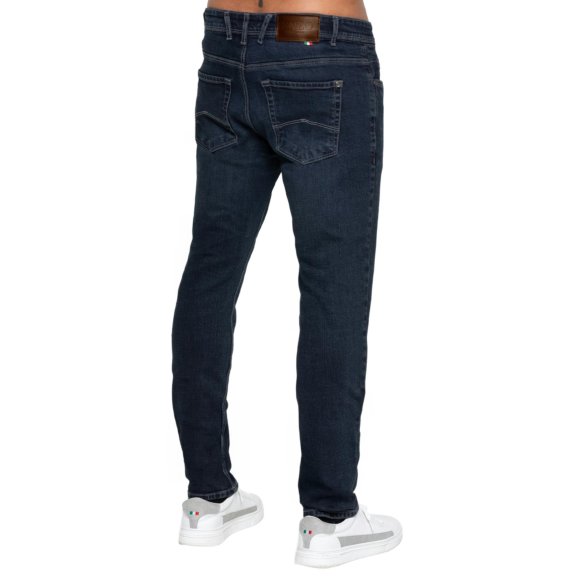 Enzo Men's Milano | Stretch Tapered Jeans - 36W/32L - 36 In - 98% Cotton 2% Elastane