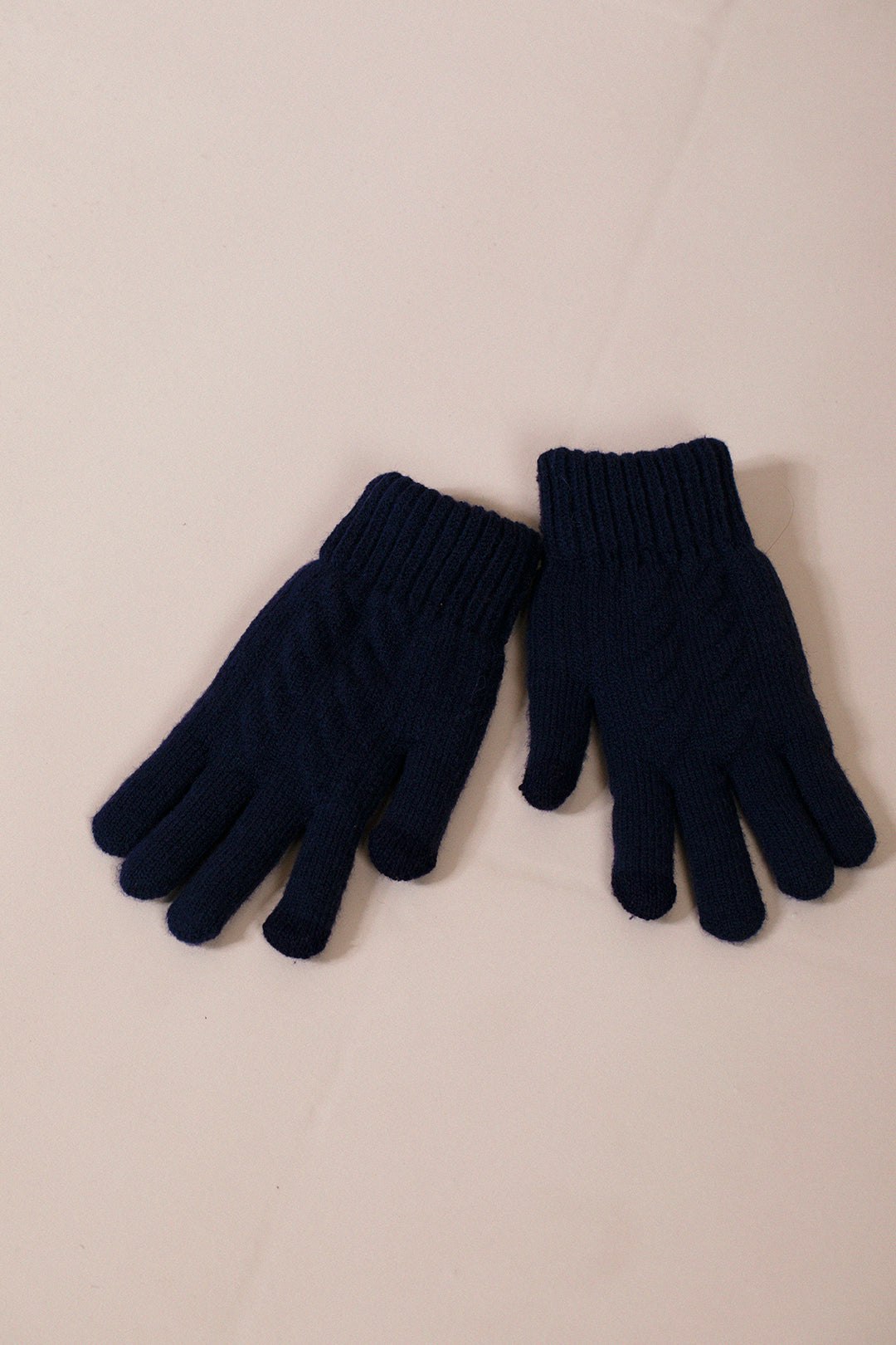 Svnx Touch Screen Cable Knit Gloves In Navy - Navy - One Size