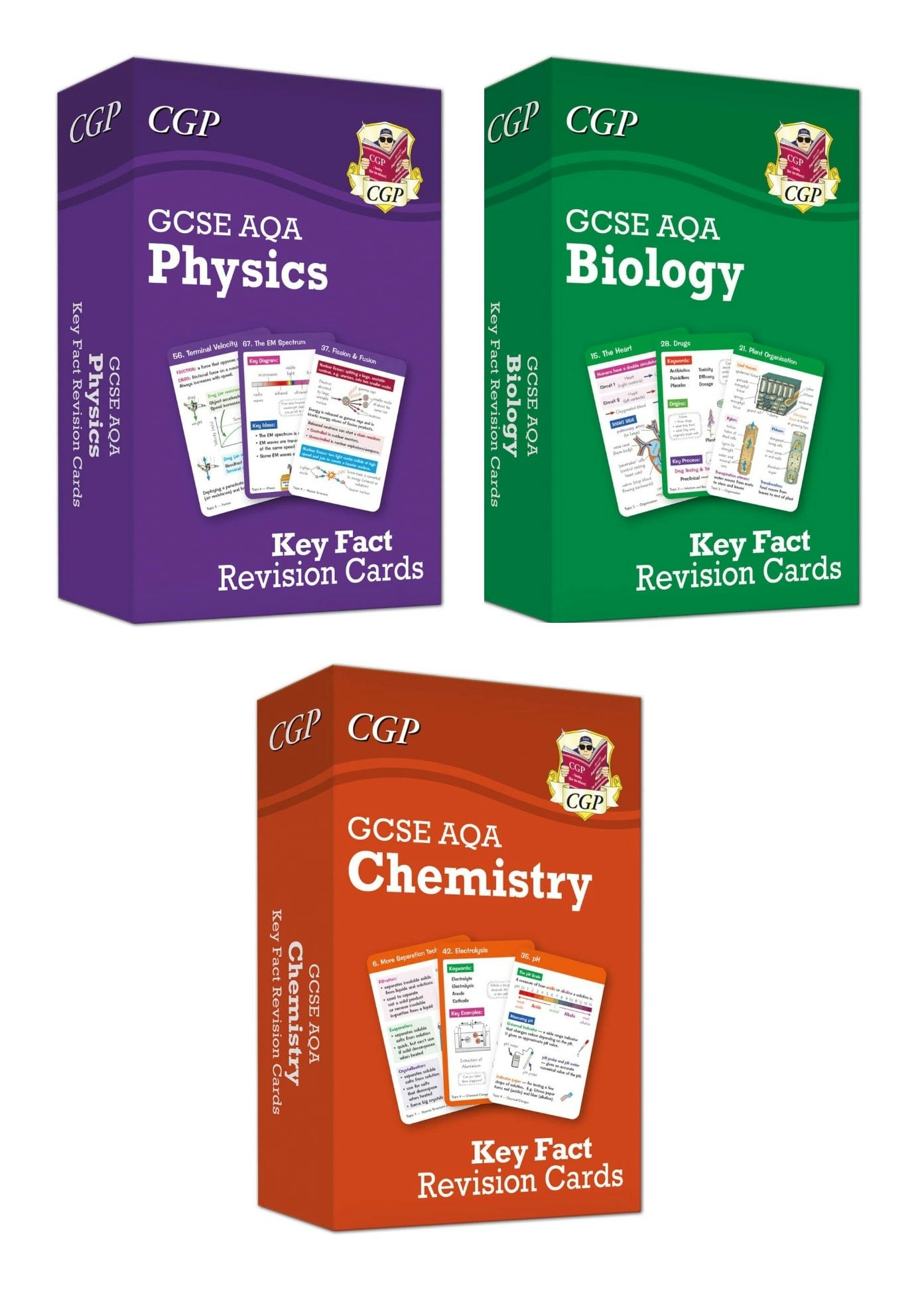 Cgp Books Gcse Biology Aqa Key Fact Revision Cards Set Of 3 (Biology, Chemistry, Physics)