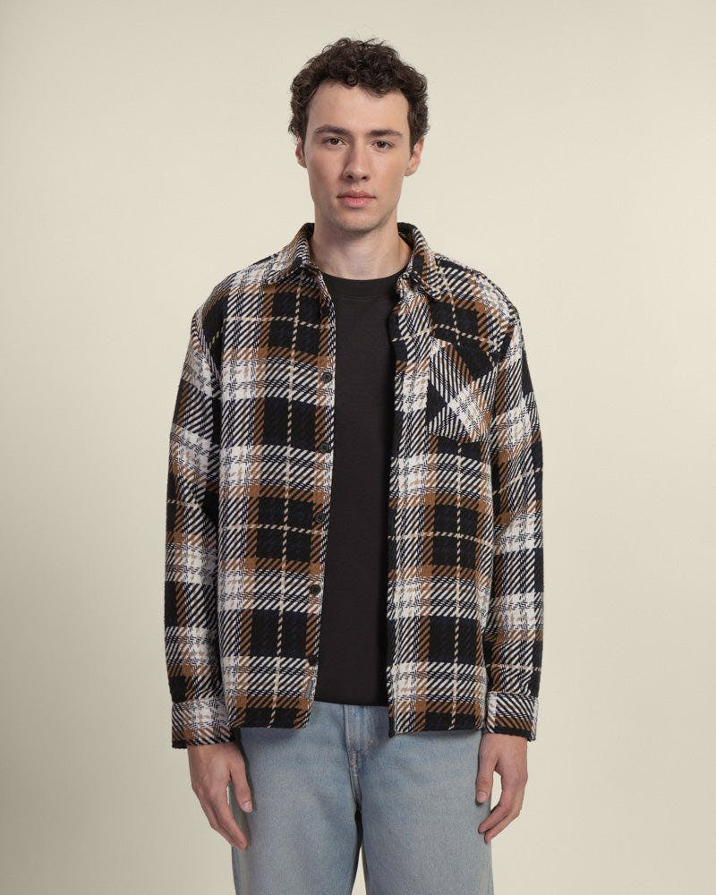 Larsson & Co Black Multi Check Overshirt - L