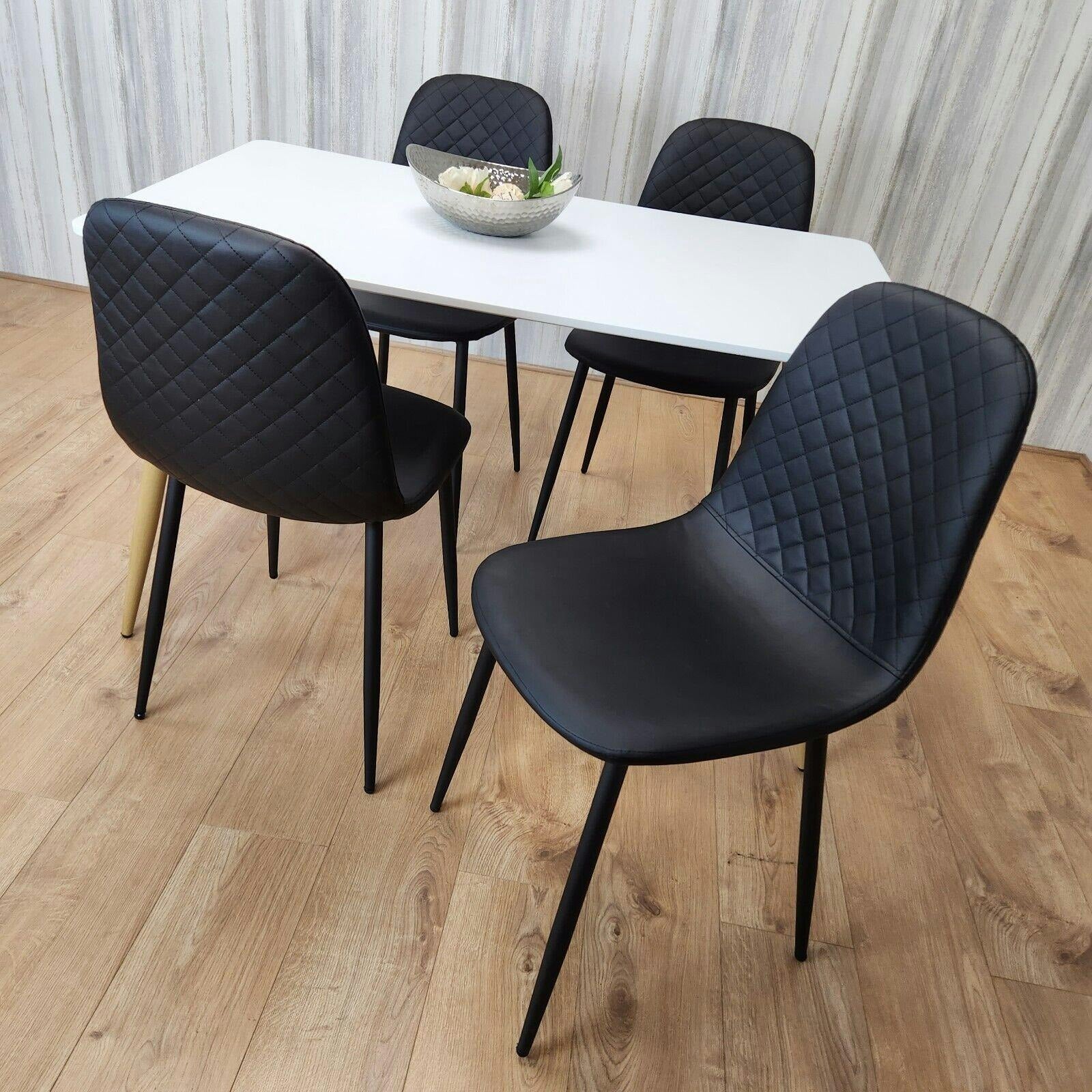 Kosy Koala Unisex Brown Modern Rectangle White Dining Table Set With Black Chairs Dining Room Furniture In Size 4 - Image 2