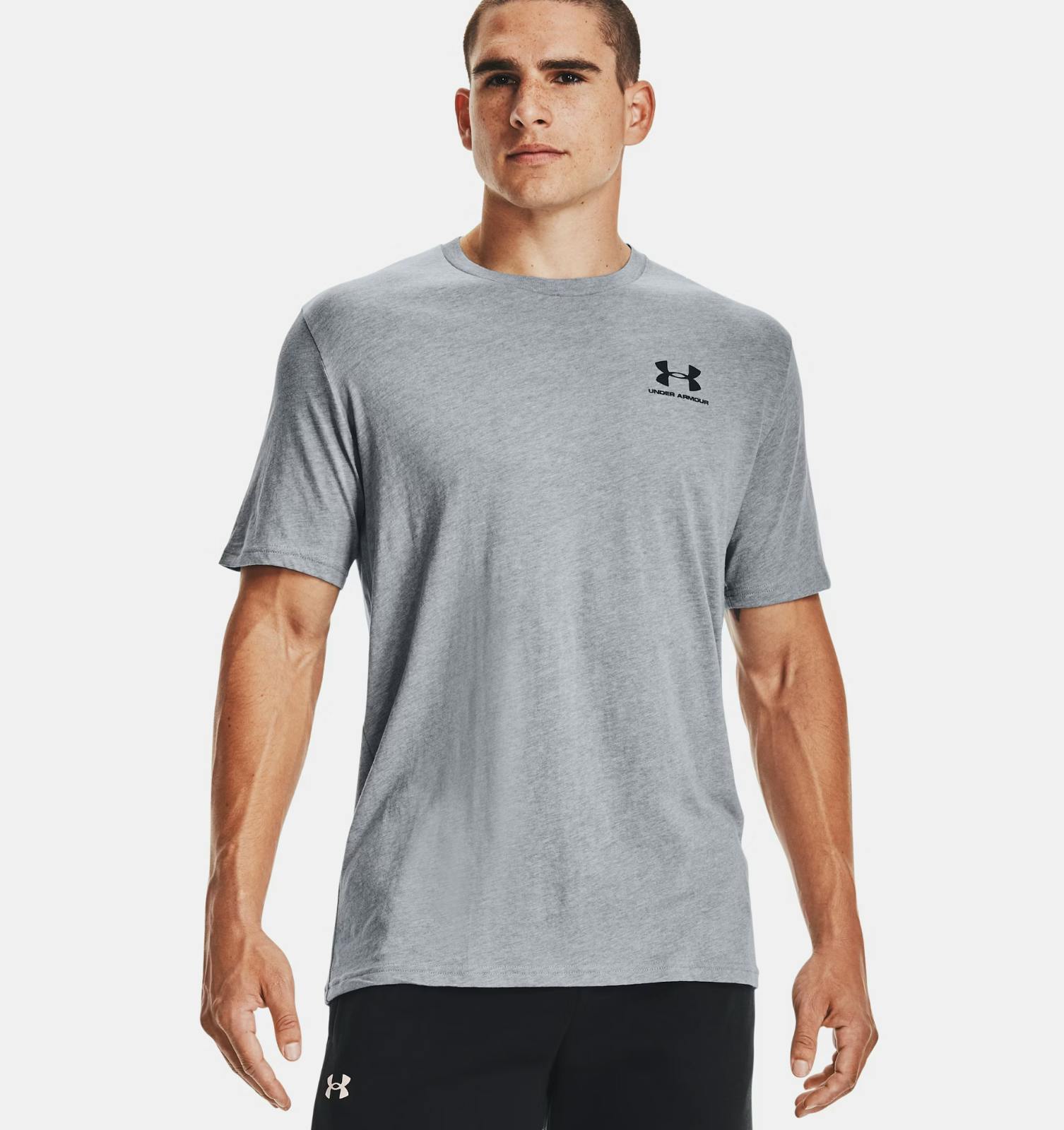 Under Armour Sportstyle Left Chest T-Shirt, Steel Light Heather/Black - S - Image 12