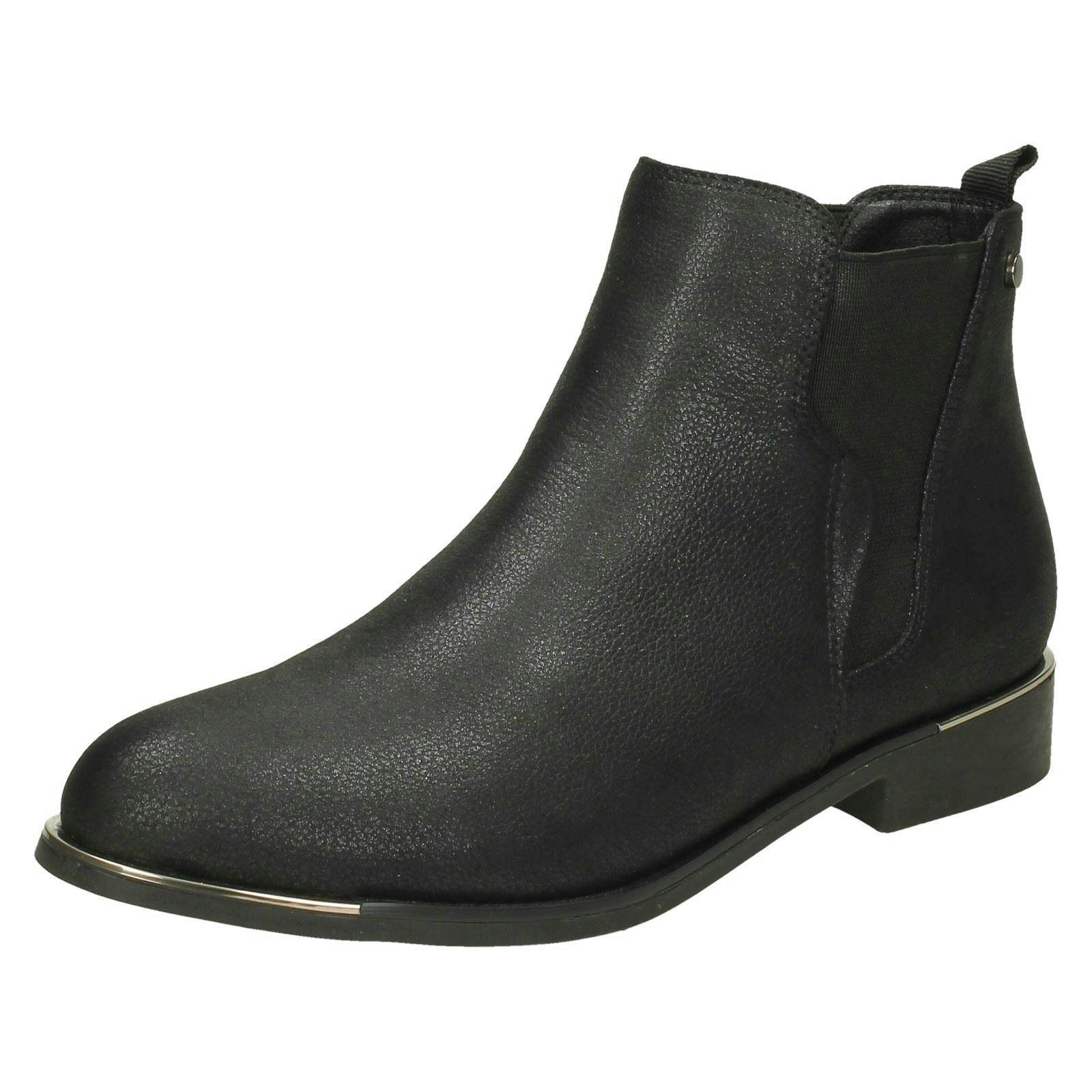 Down To Earth Women's Black Low Heel Ankle Boots F50957 - Uk 8