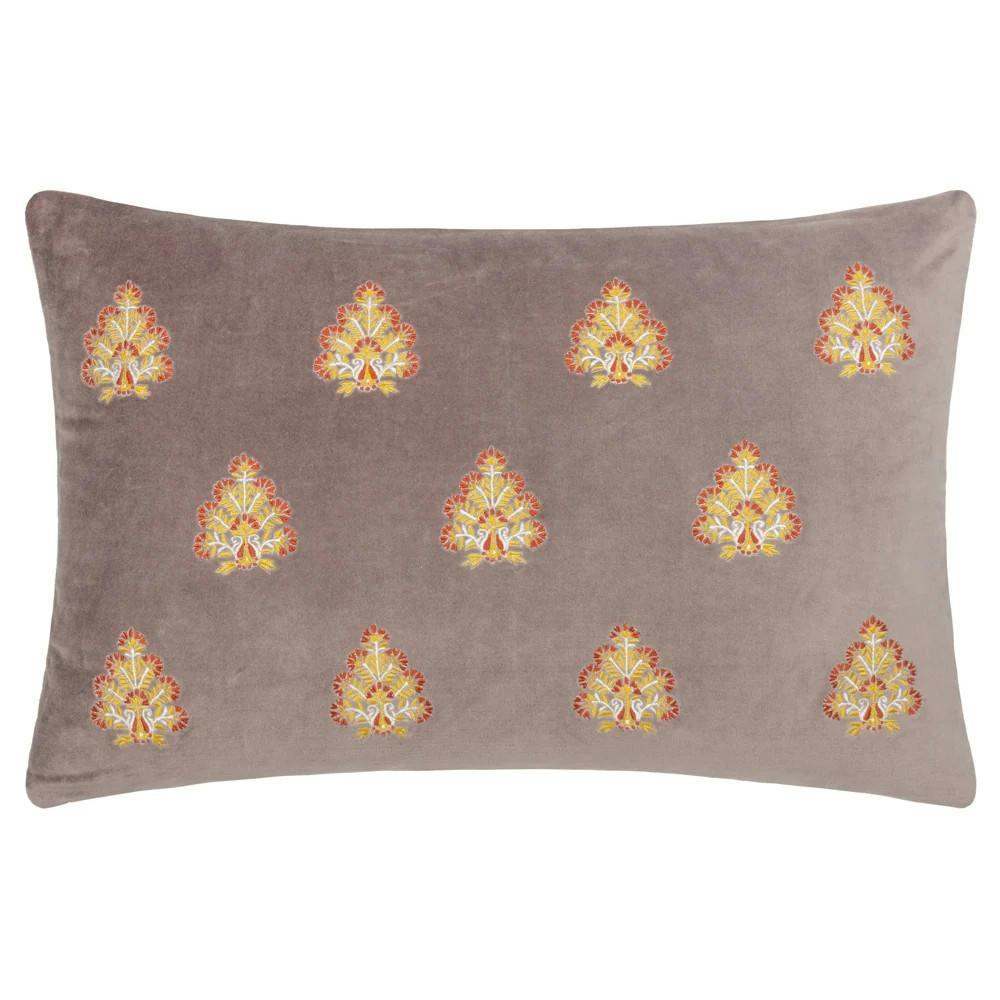 Rackhams Rennes Embroidered Cushion Cover - Taupe - 60Cm X 40Cm - Taupe - 100% Cotton