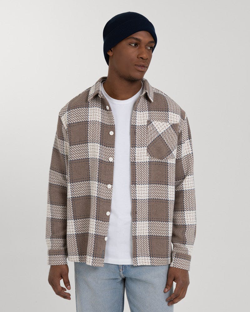 Larsson & Co Light/Brown/Cream & Check Overshirt - L
