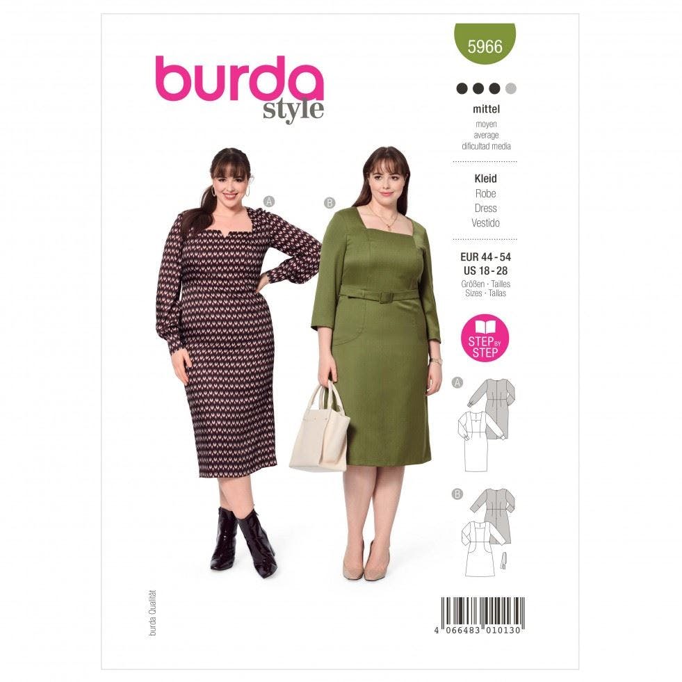 Burda Women's Sewing Pattern 5966 Dresses For 18-28 (44-54) - Intermediate