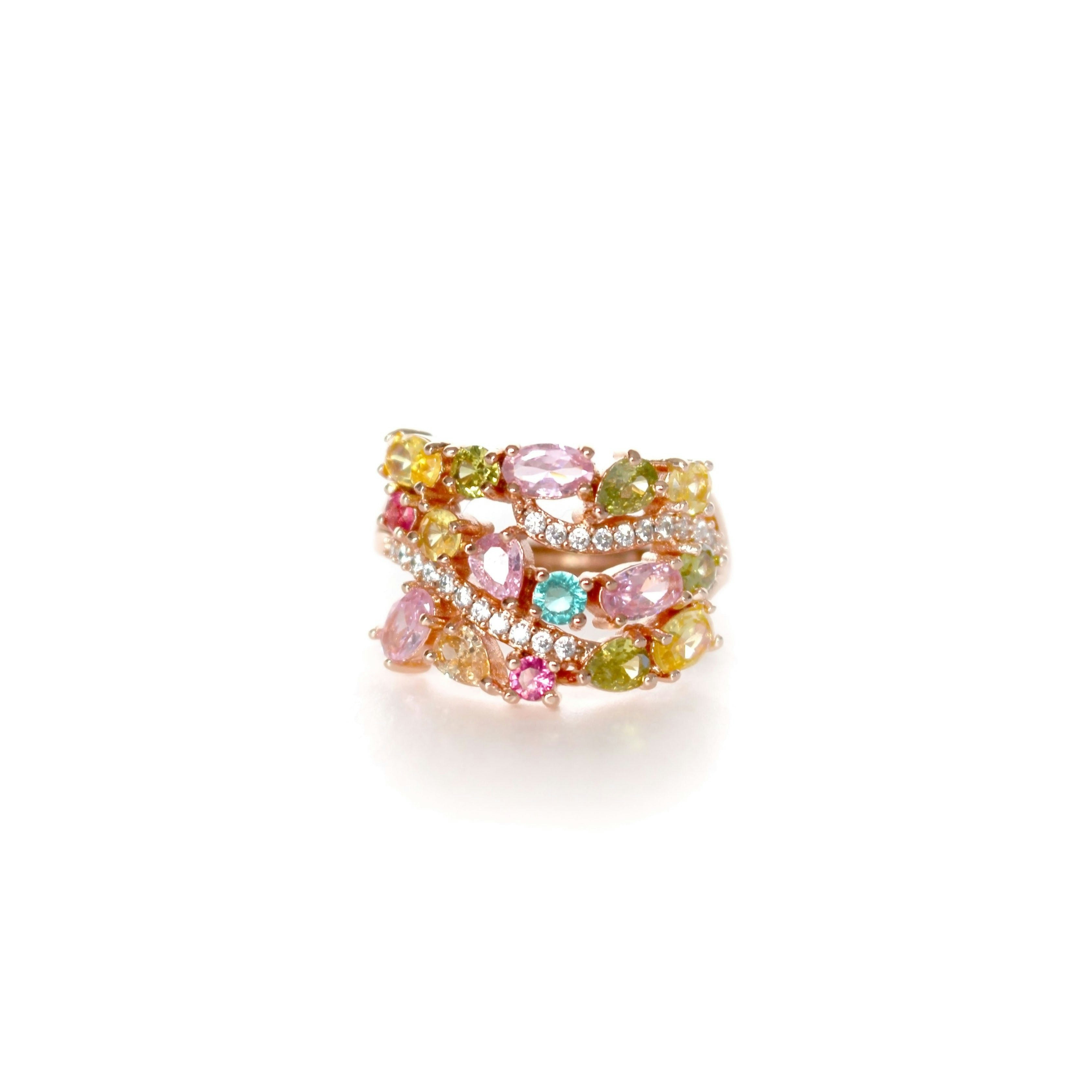 Luxe Tones Gold Catriona Multi Jewel Statement Ring
