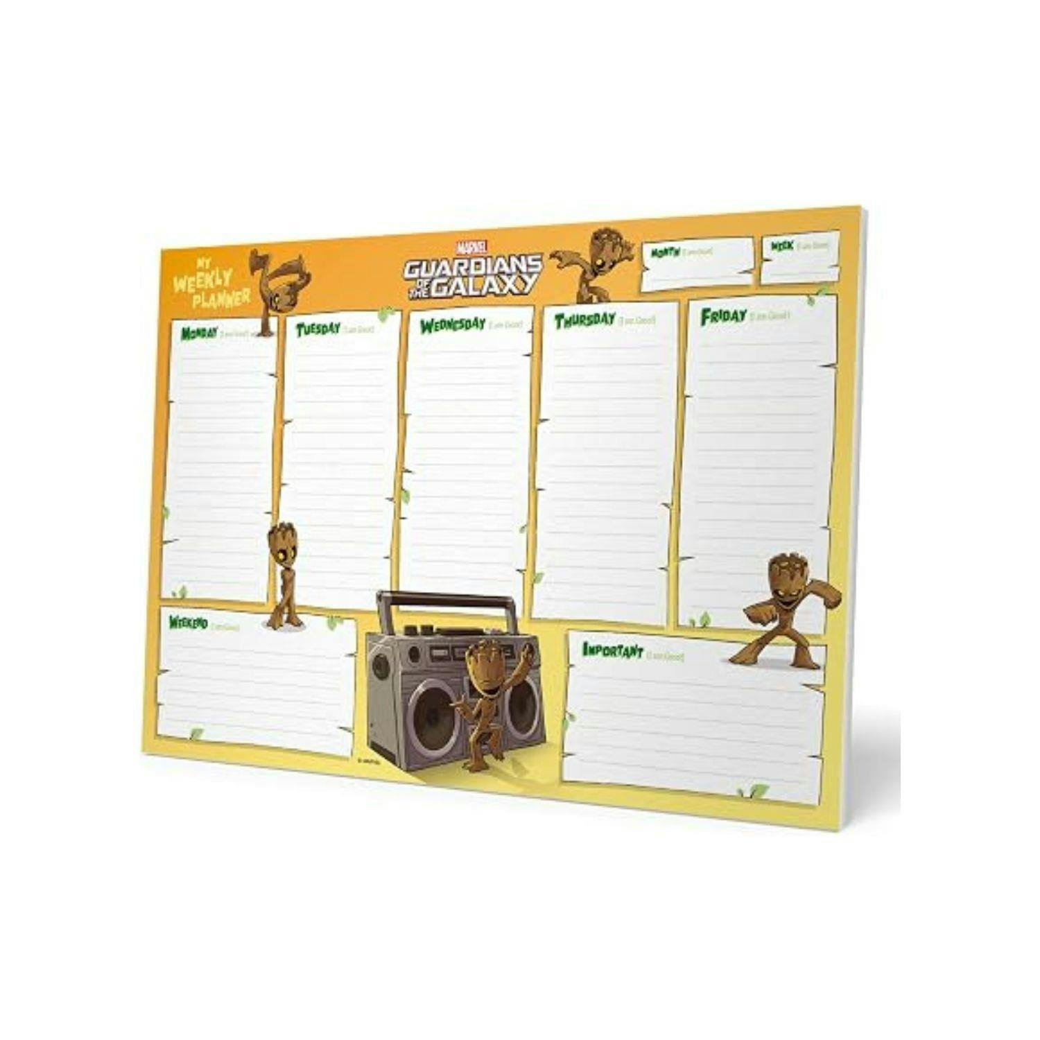 Rackhams Guardians Of The Galaxy Groot A4 Weekly Planner Notepad - Notepad Planner - A4 - Multi