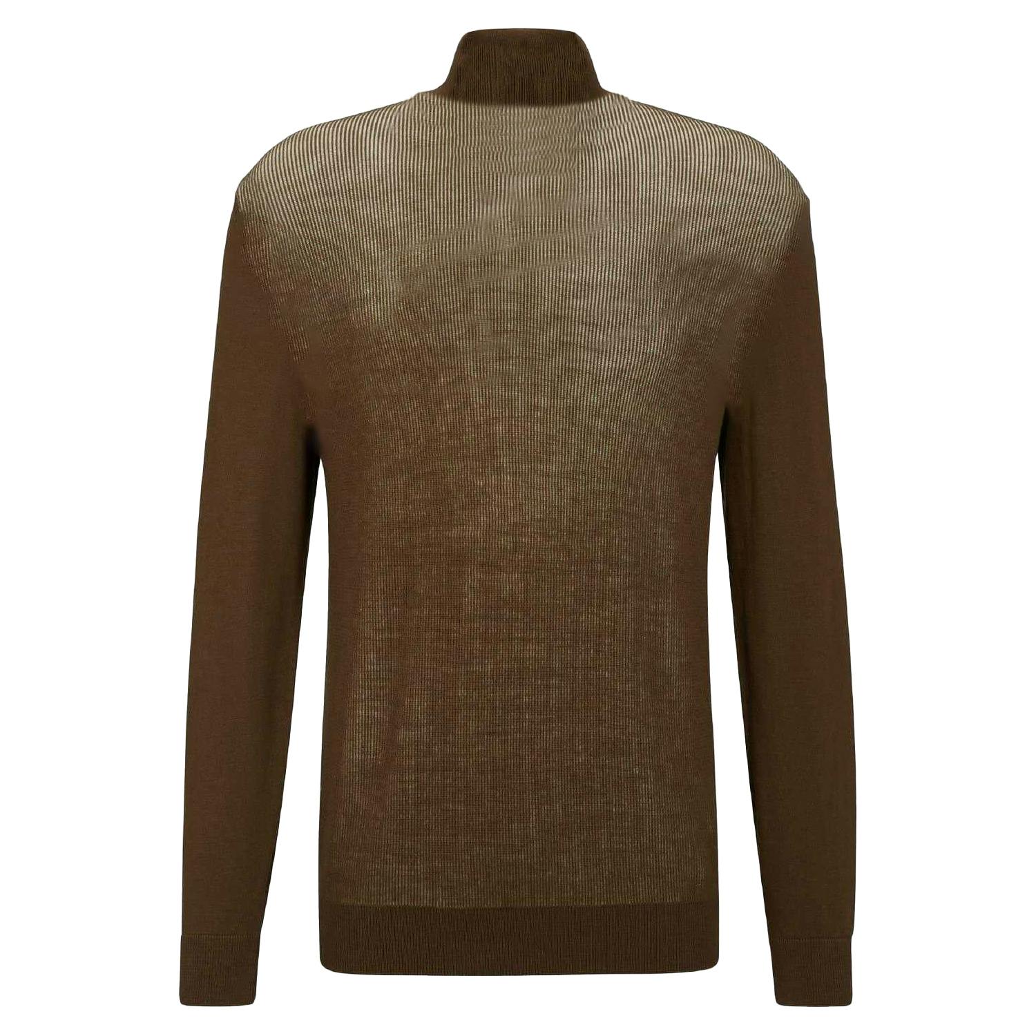 Boss Men's Green Funnel Neck Regular Sweater Top - Xl - 100% Mixed