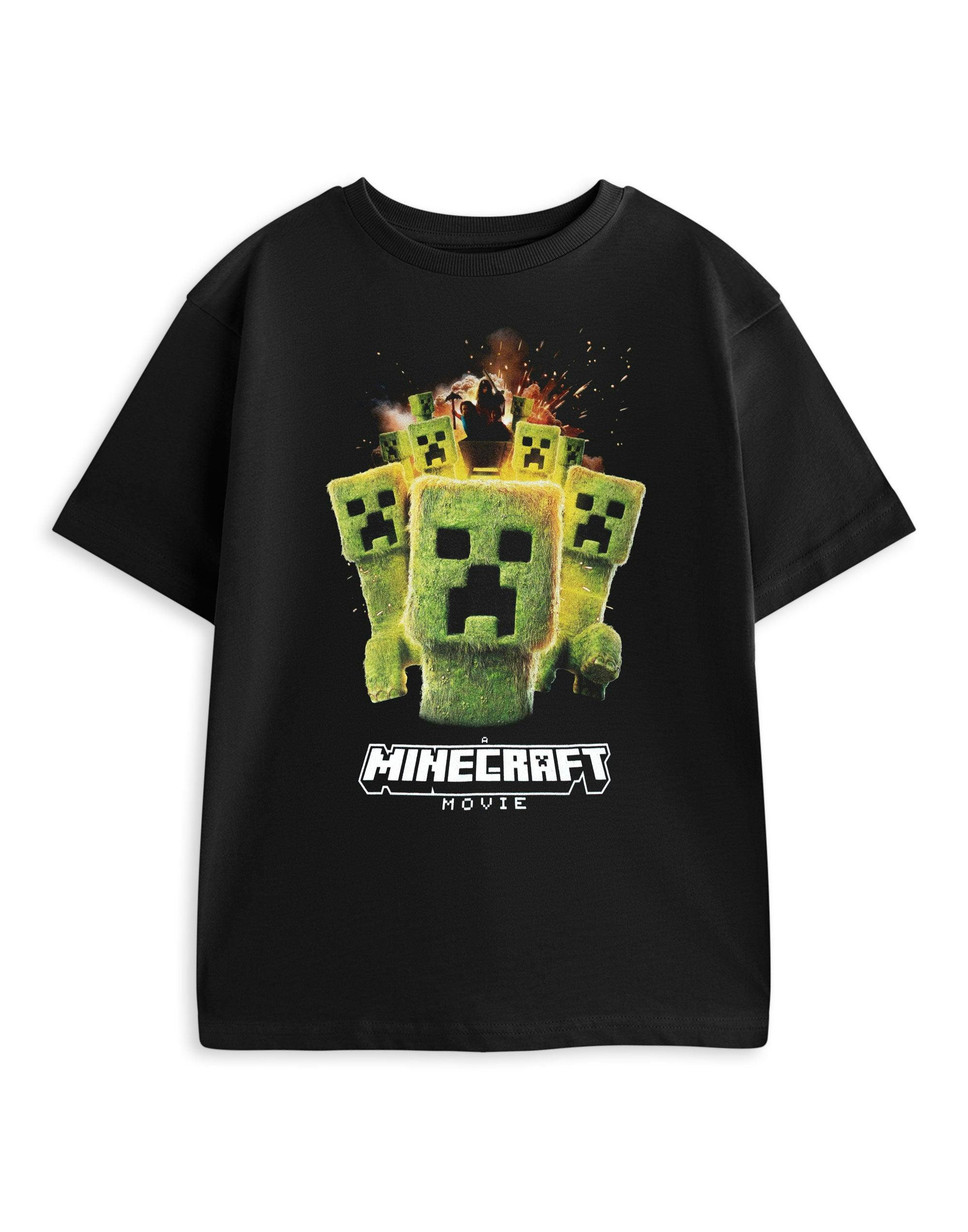Vanilla Underground Boys Black Minecraft Photographic Creeper Short Sleeved T-Shirt - 3-4 Years