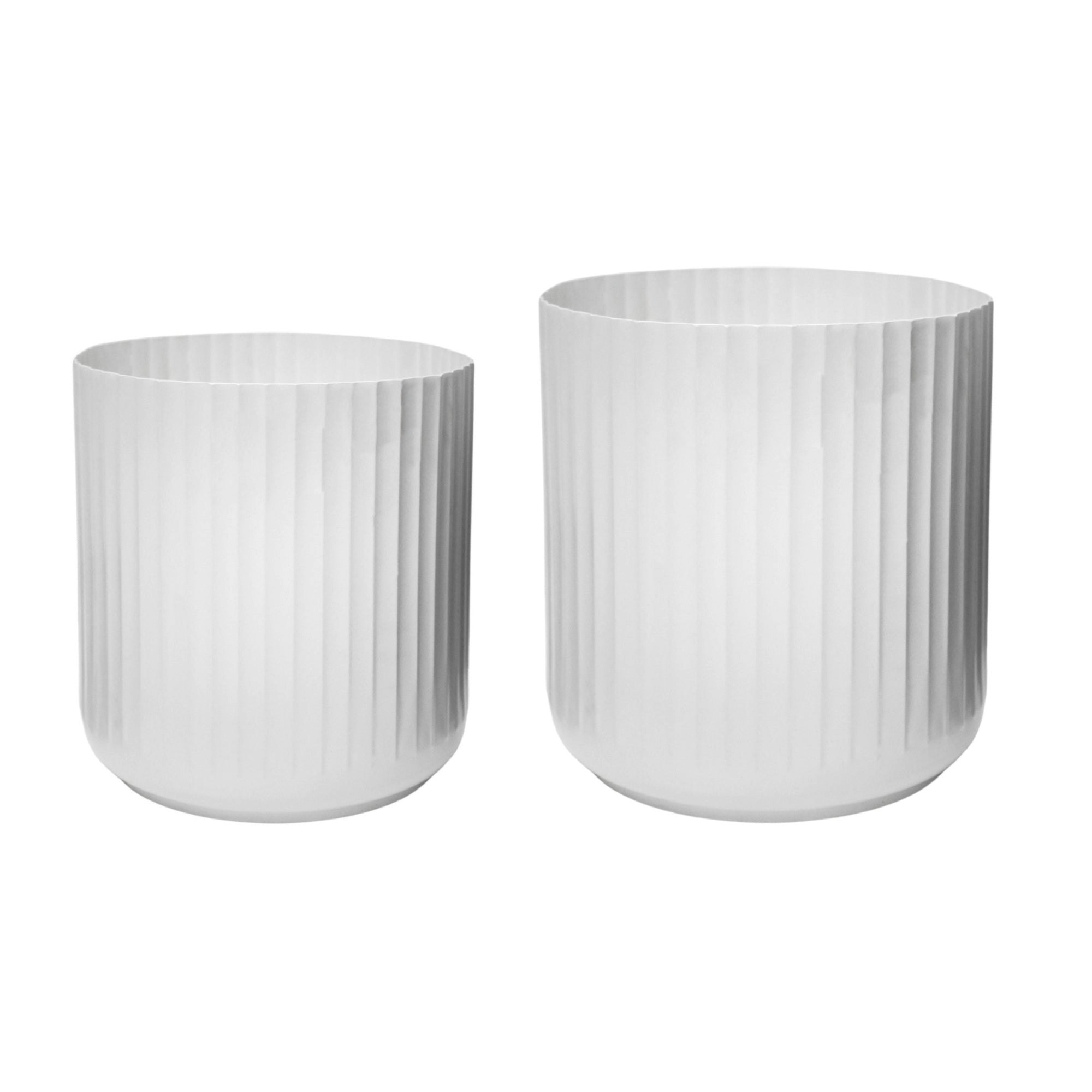 Rackhams White Hudson Corrugated Planters Set Of Two