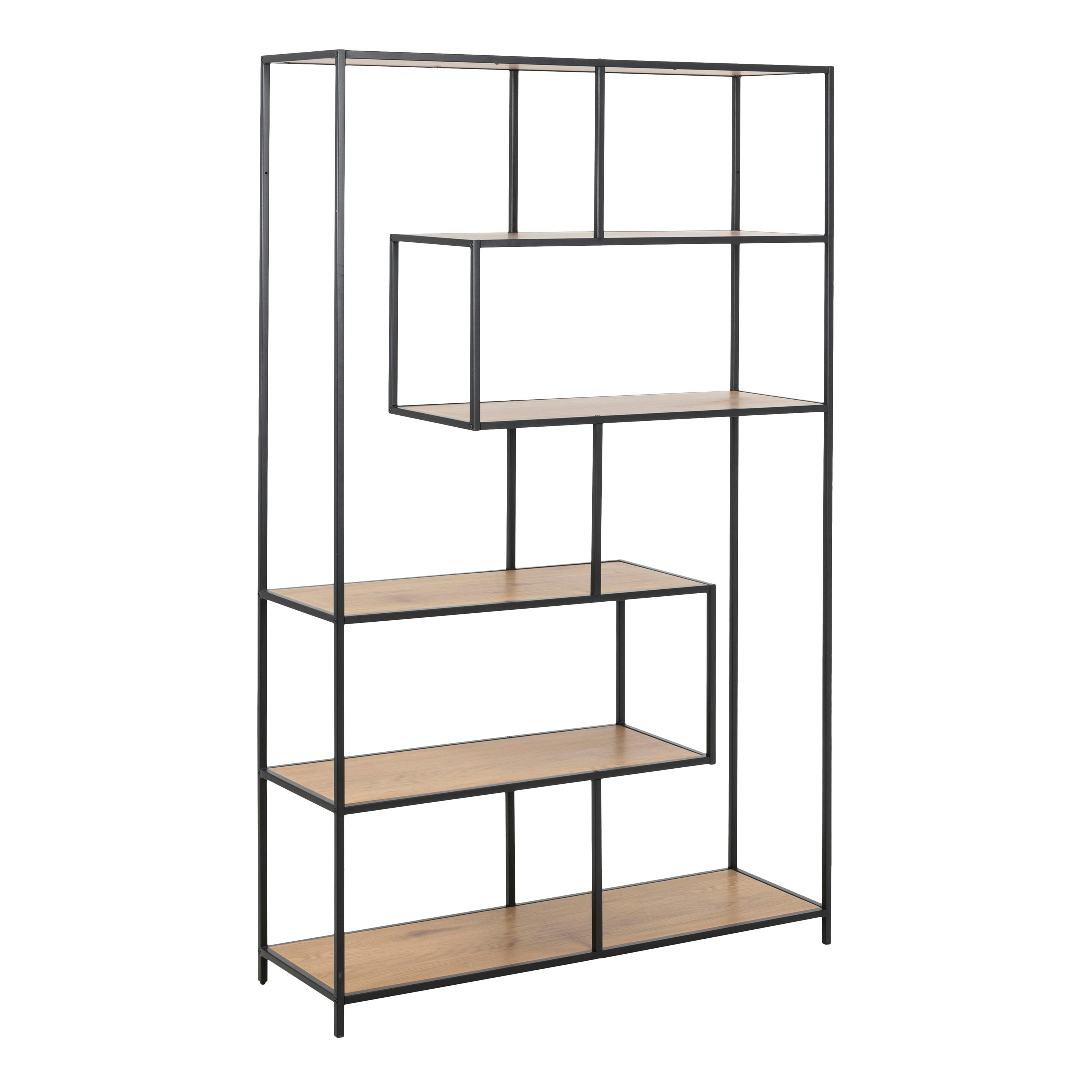 Furniture To Go - Florence Seaford Bookcase - 5 Shelf - Oak/Metal - Black - Image 5