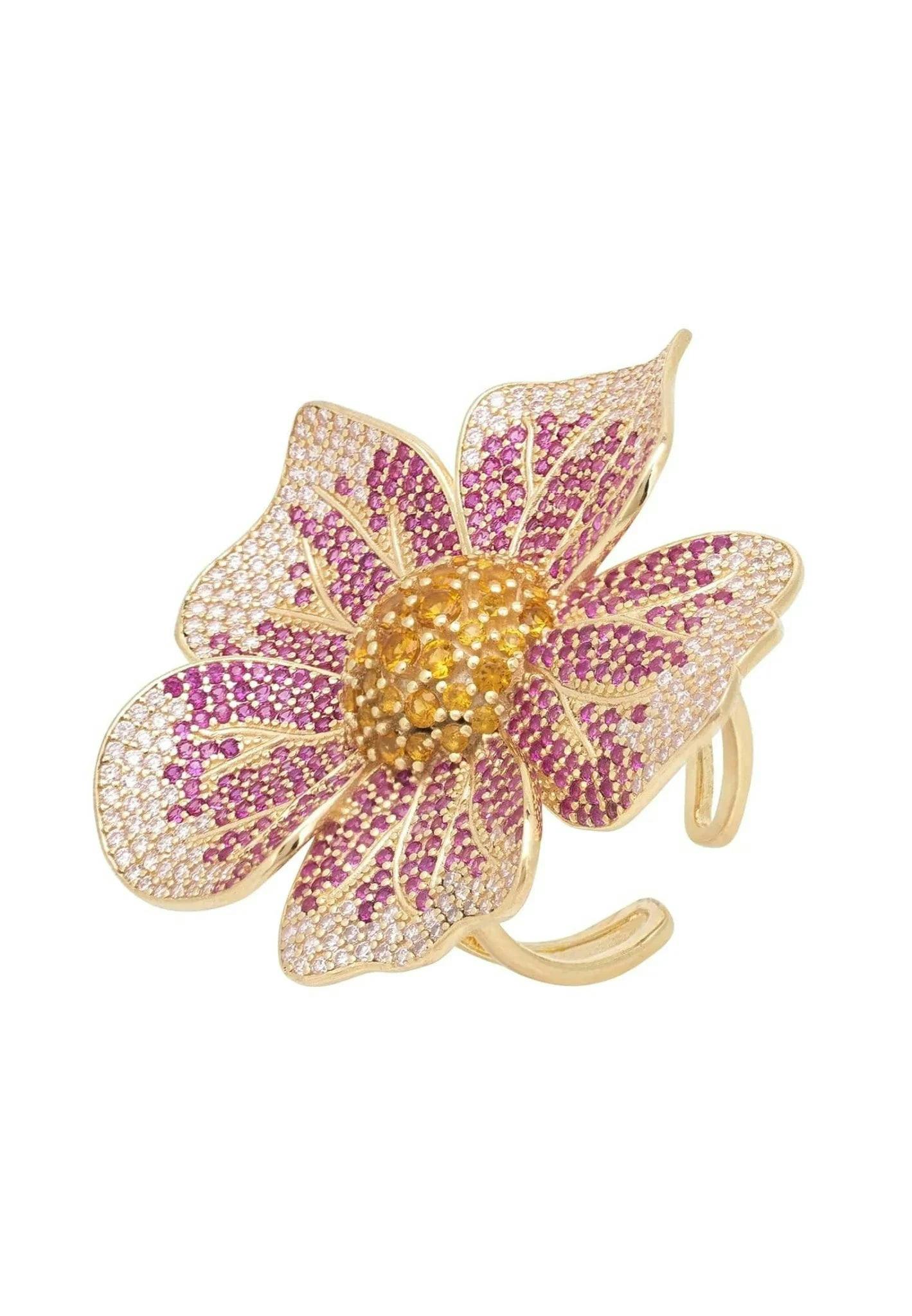 Latelita Pink/Gold Pansy Flower Ring