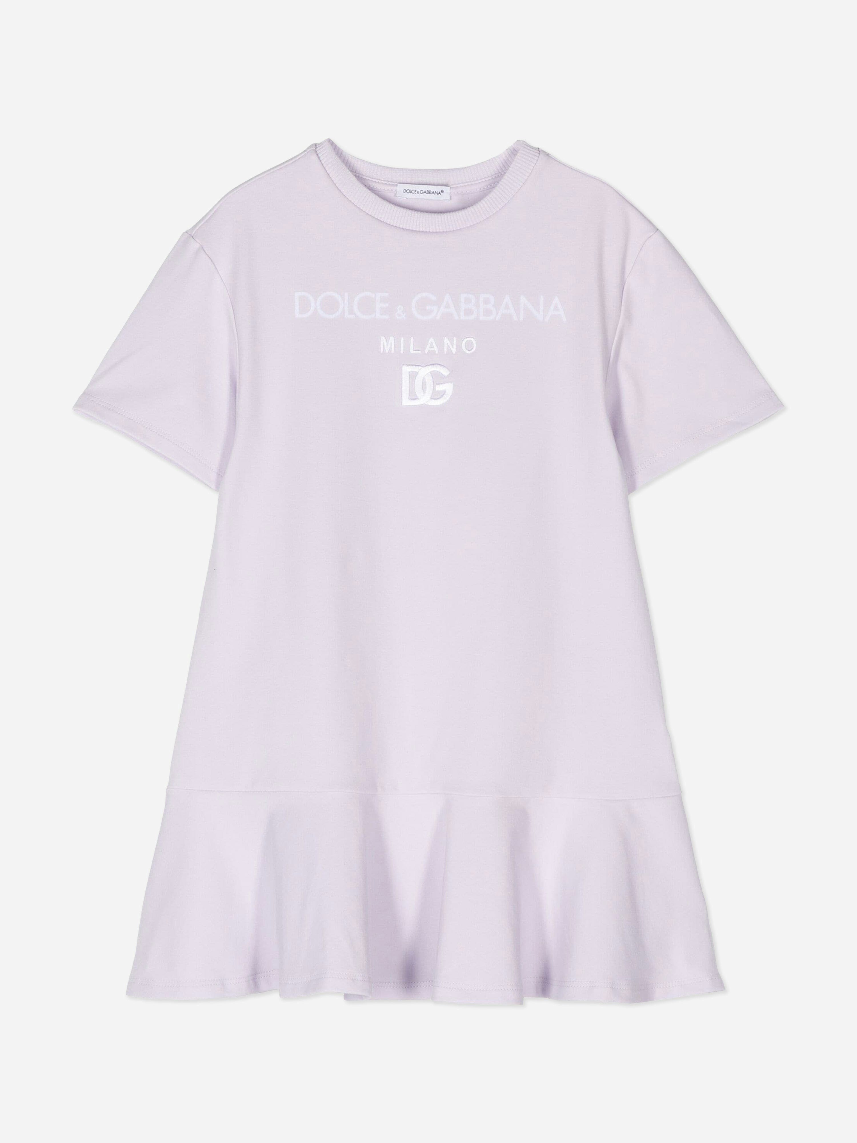 Dolce & Gabbana Kids Girls Purple Dolce & Gabbana Logo Jersey Dress In - 12 Yrs