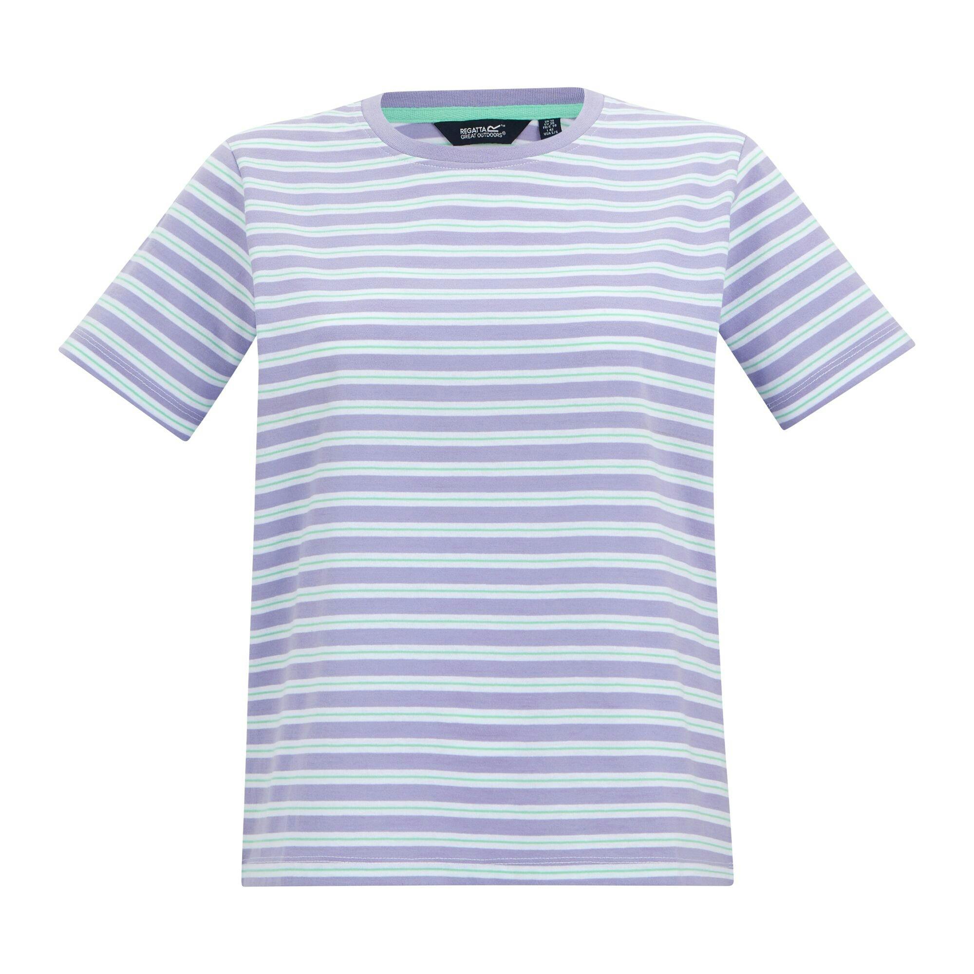 Regatta Women's Bayletta Striped T-Shirt - Pansy - 12 Uk - Pansy - 60% Bci Cotton/40% Polyester