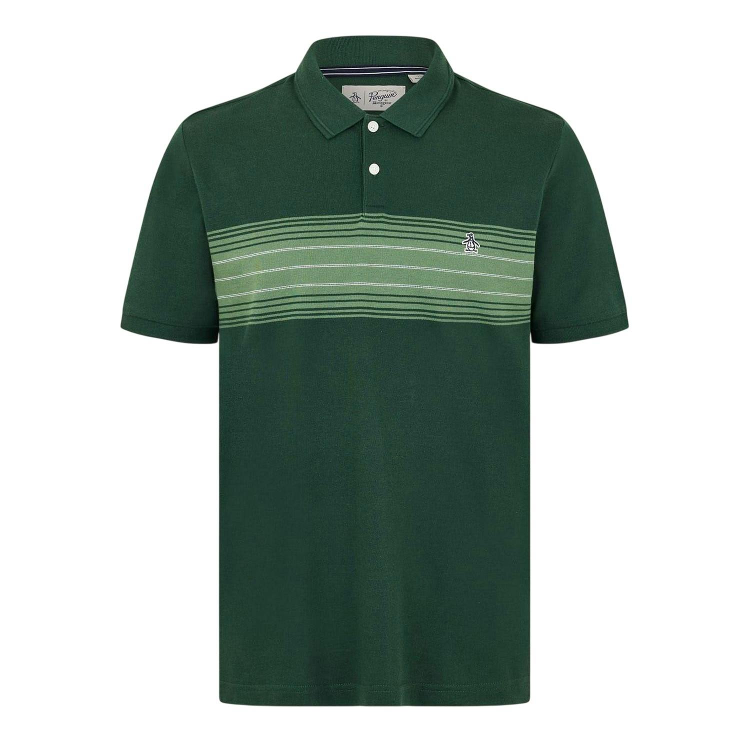 Original Penguin Men's Green Striped Polo Shirt - M - 100% Mixed