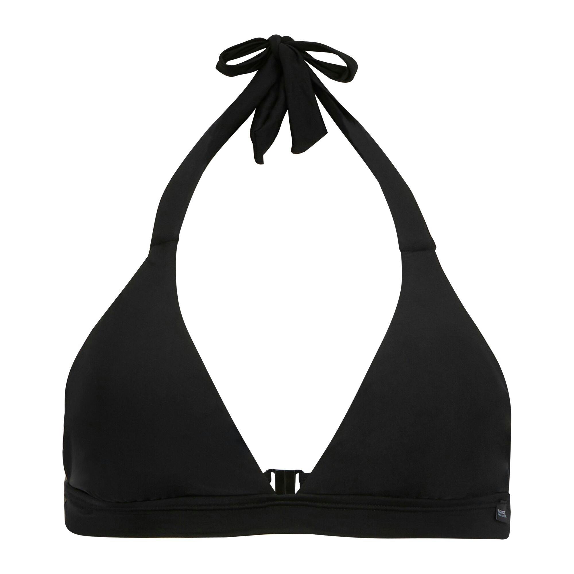 Regatta Women's Black Lovina Plain Halter Neck Bikini Top - 16 Uk - 85% Recycled Polyester/15% Elastane