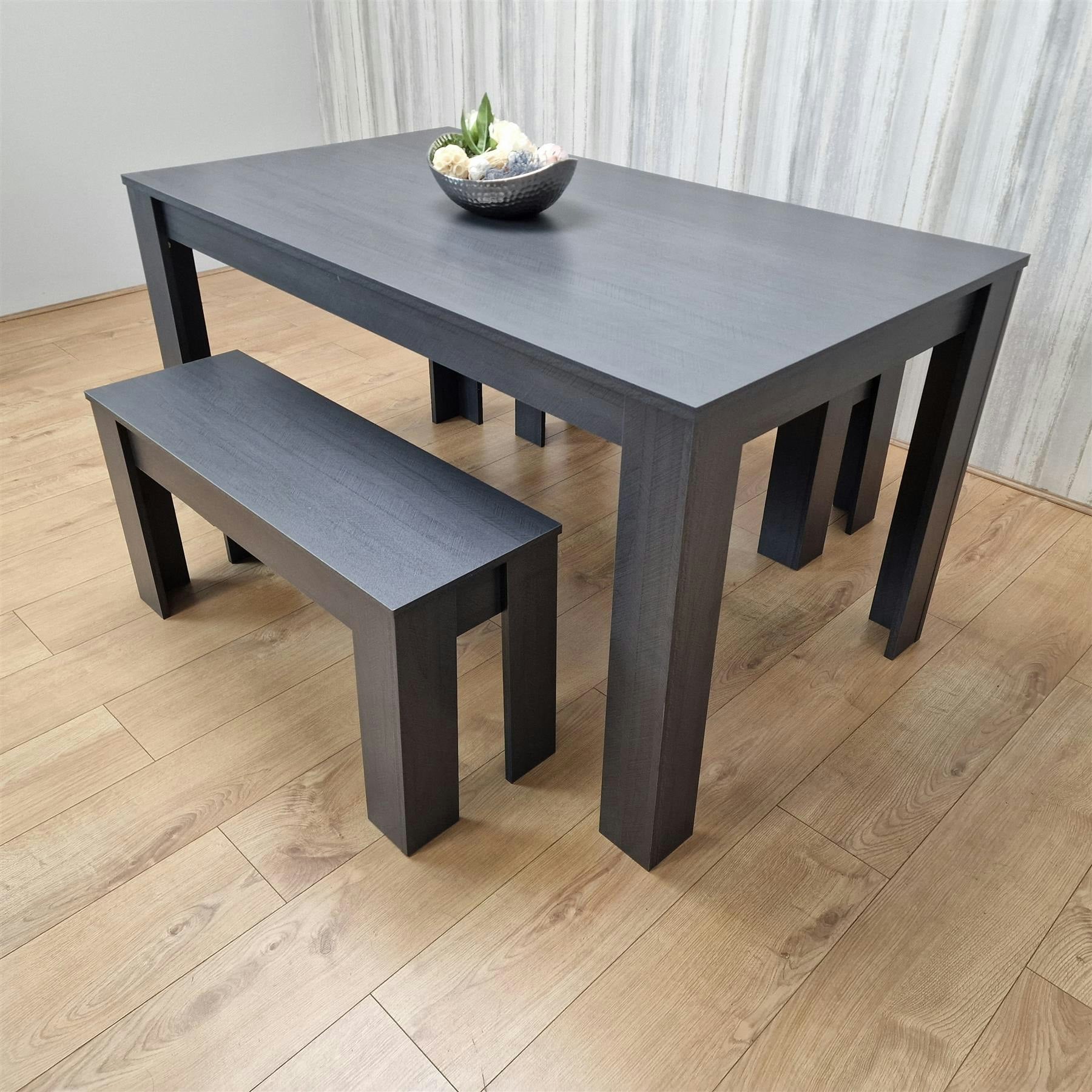 Kosy Koala Dark/Grey Dining Table Set With 2 Benches Dining Room And Kitchen Table Set Of 2