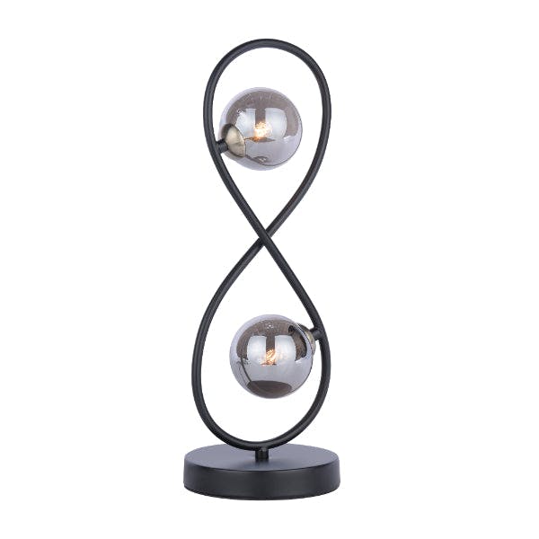 B&Q - Pagazzi Lena 2 Light Black Table Lamp With Glass Shades - Image 2