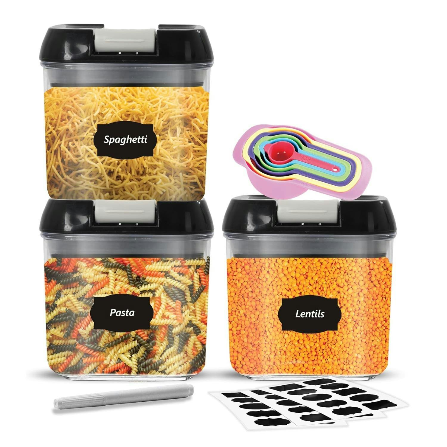 Top 3 3 Piece 0.5L Food Storage Lock N Fresh Stackable Containers - Plastic - Clear - Food Storage Set