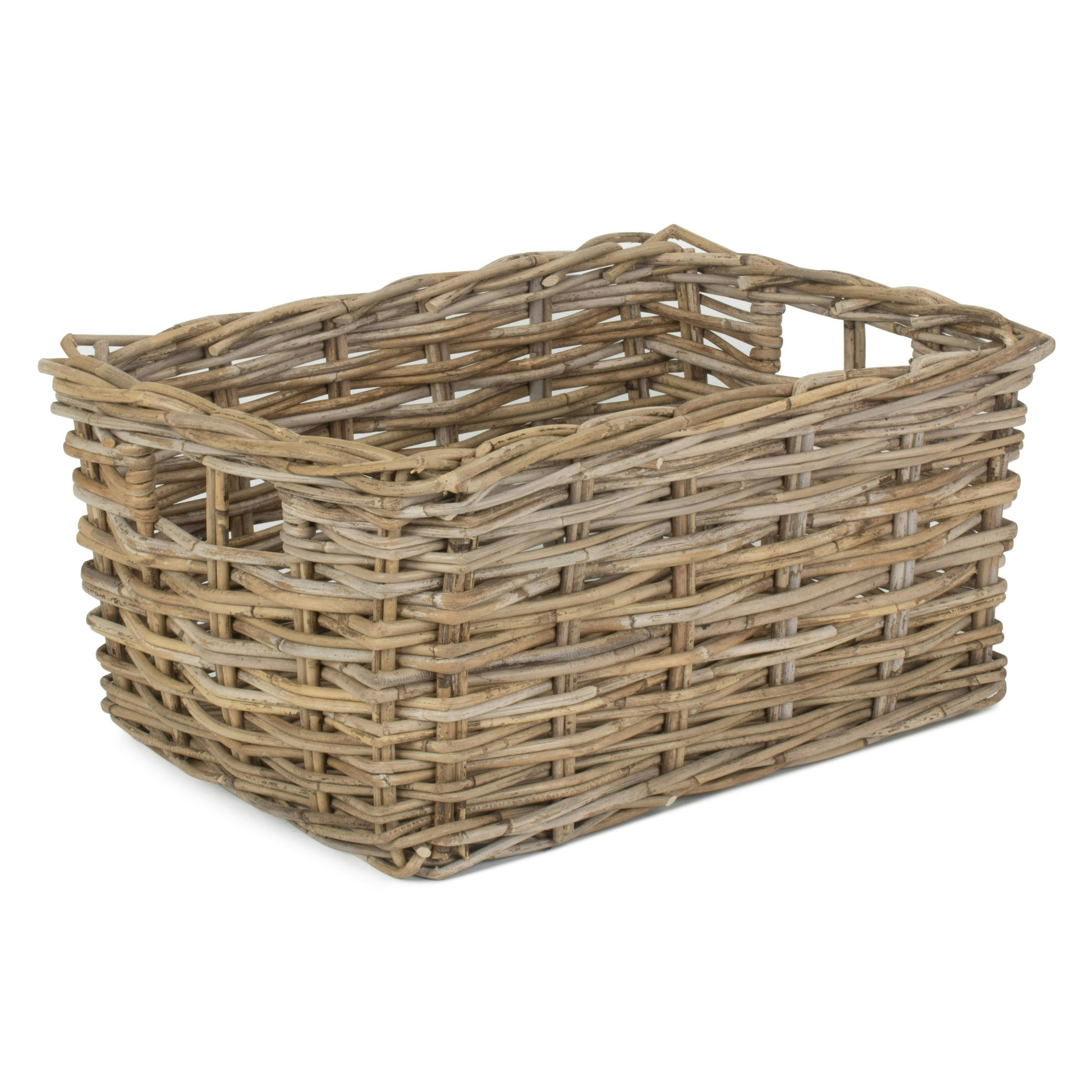 Rackhams Grey Rectangular Rattan Storage Baskets - Large