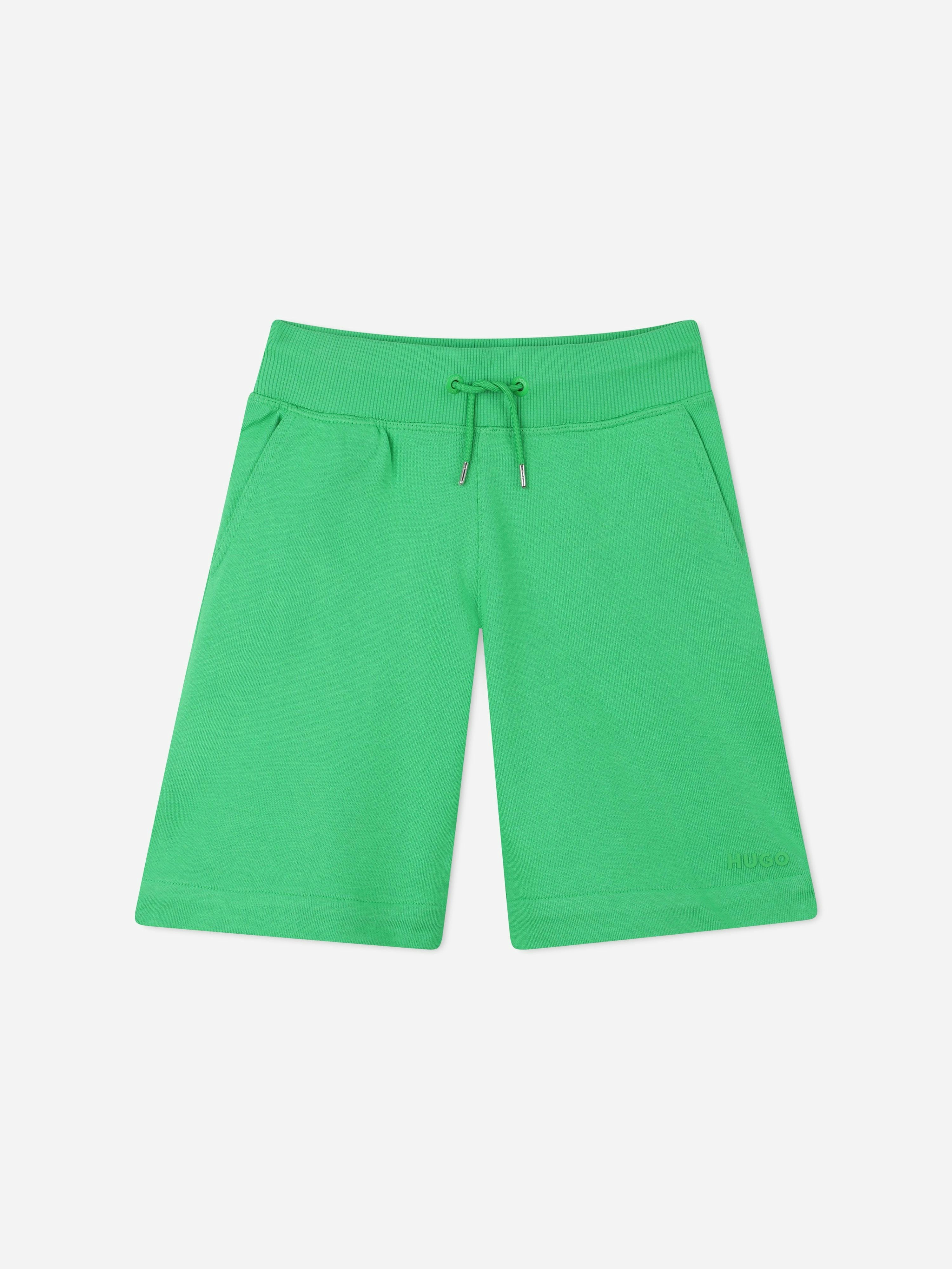Hugo Boys Green Logo Print Bermuda Shorts In - 5 Yrs