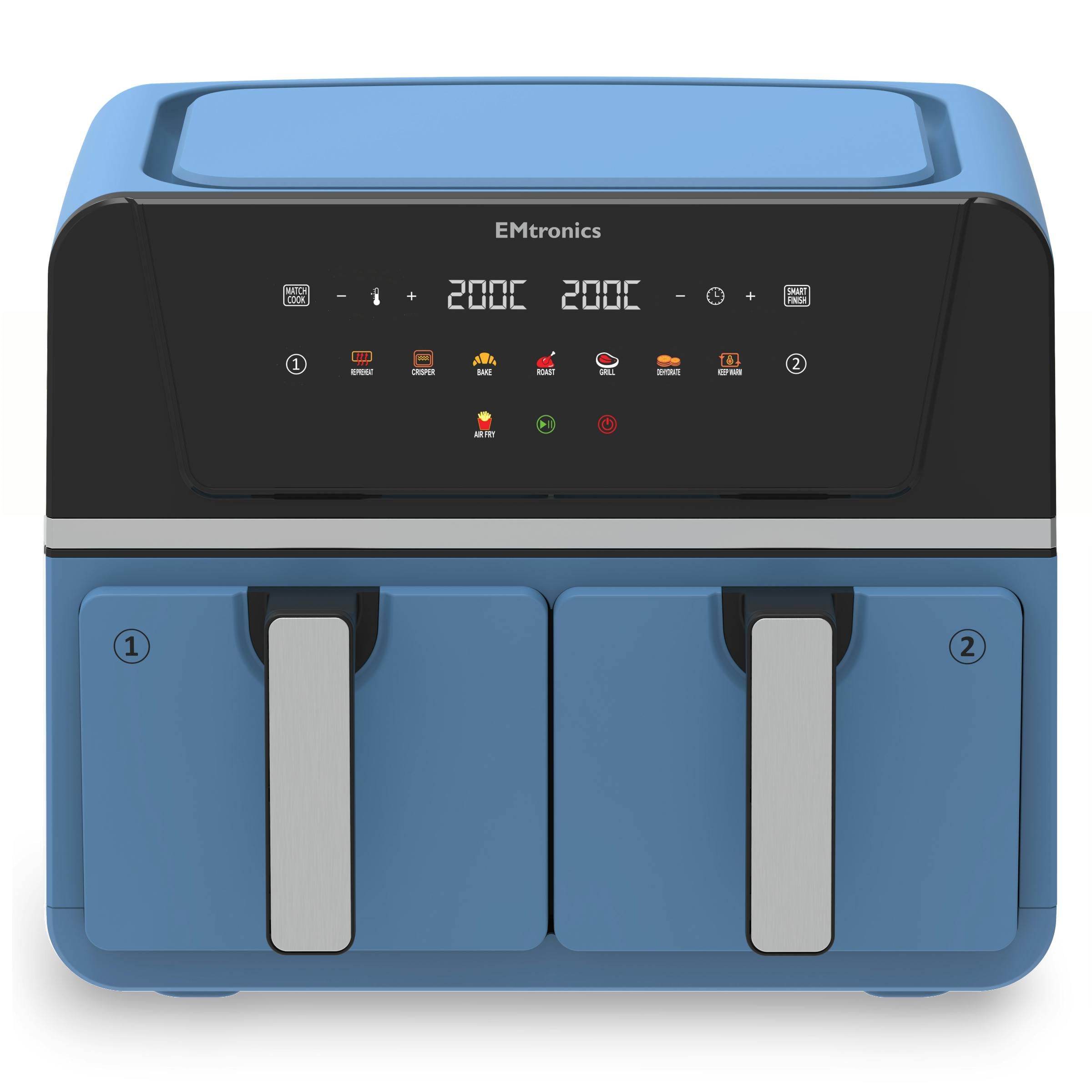 Emtronics Blue Dual Air Fryer 9 Litre - Various Colours - Aqua - Standard