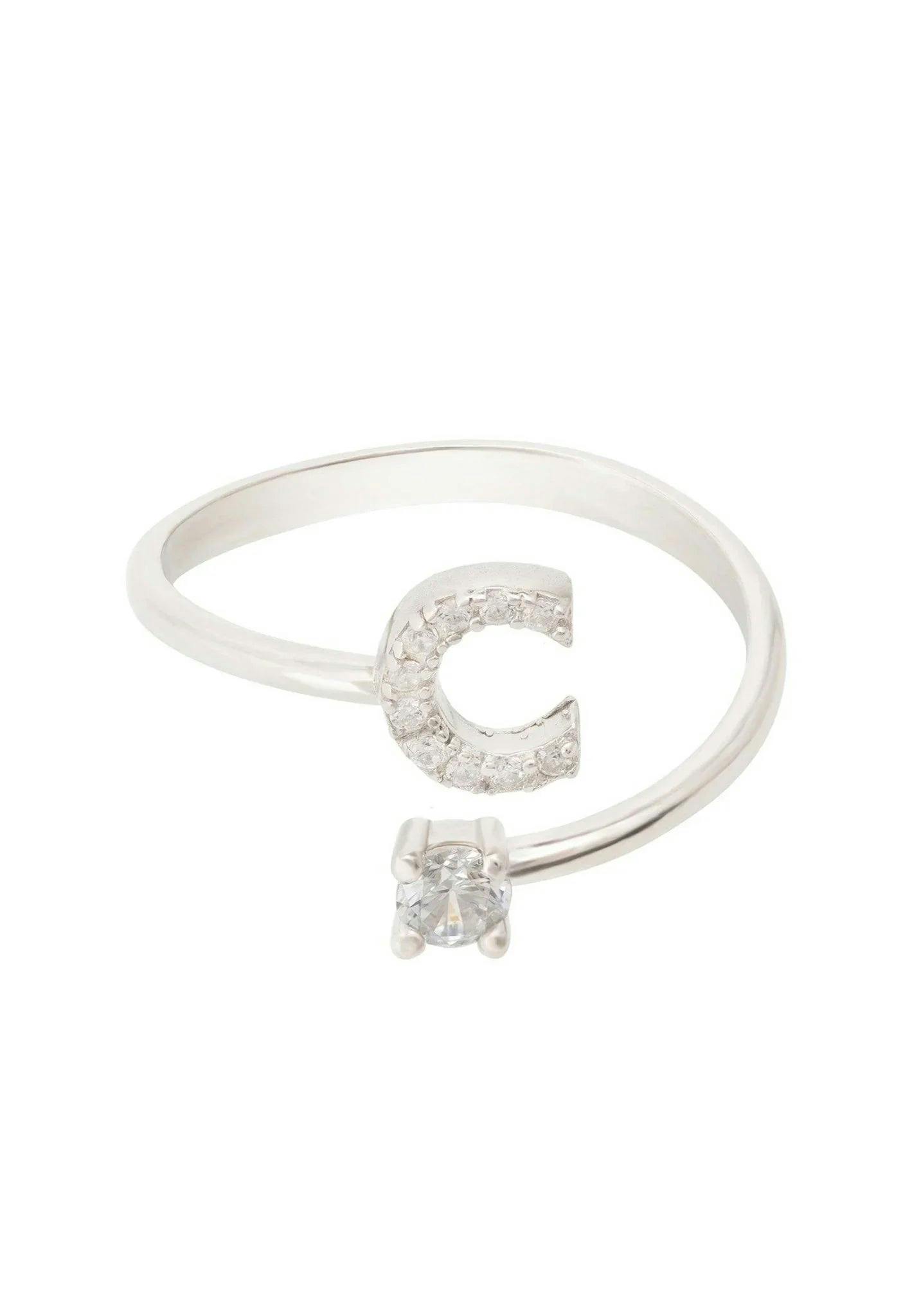 Latelita Silver Initial Ring C