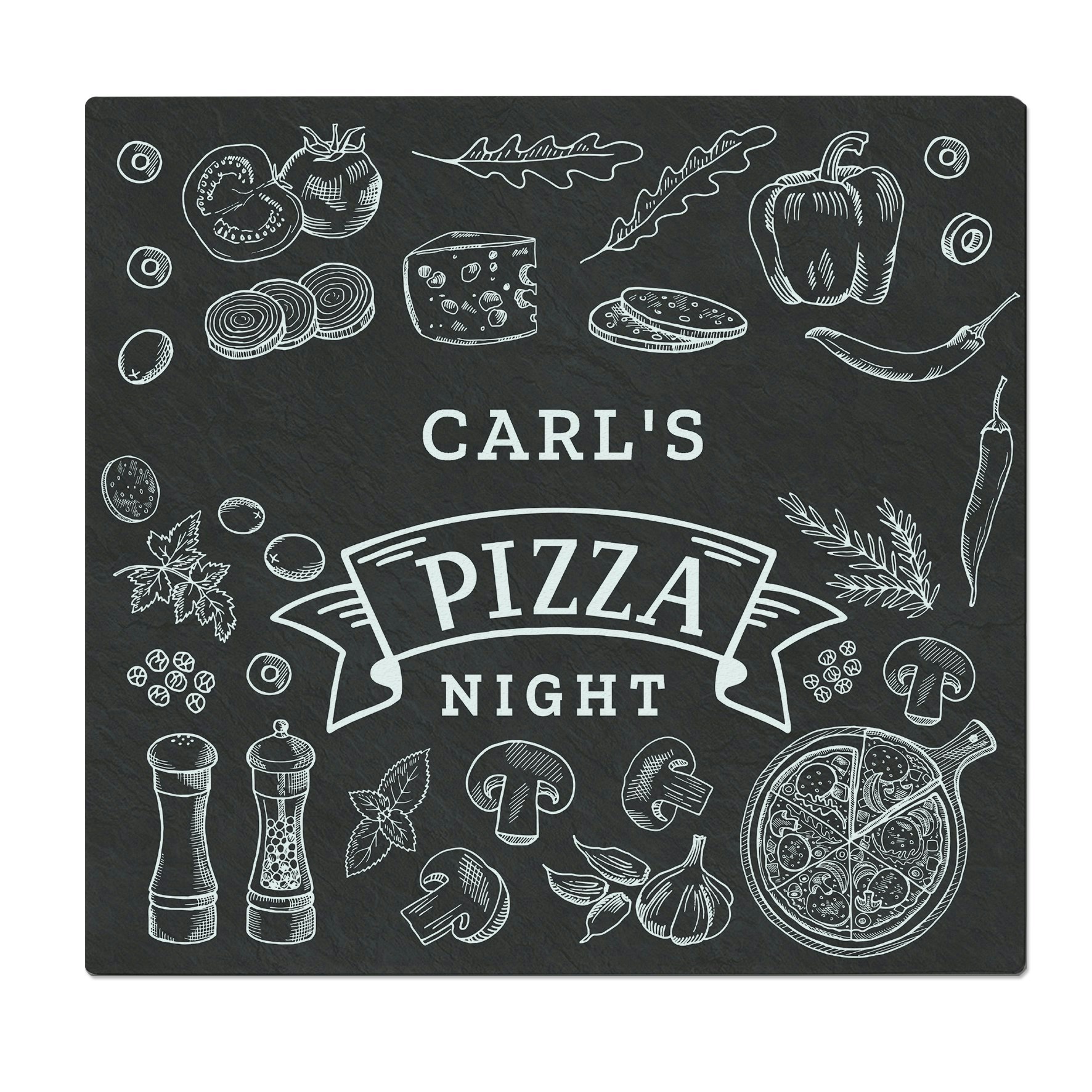 Rackhams Personalised Pizza Glass Chopping Board/Worktop Saver