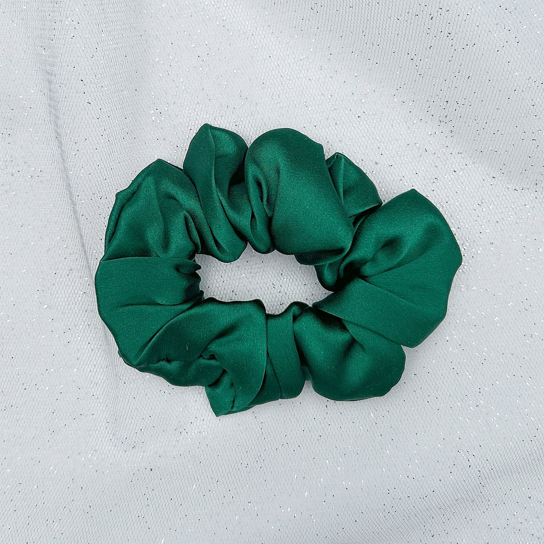 Queenmee Accessories Green Silk Scrunchie In Mulberry Silk