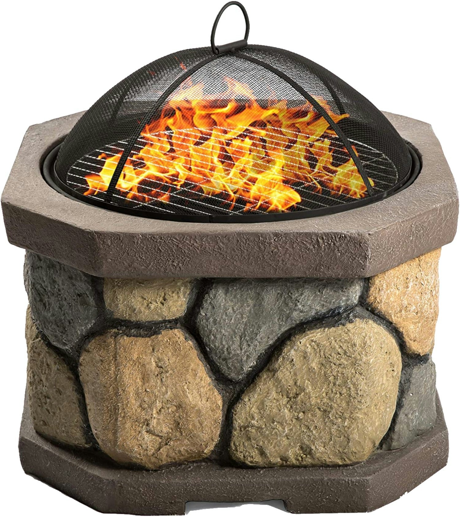 Rackhams Coal Fireology Bogota Bold Garden And Patio Multi-Function Heater, Fire Pit, Brazier And Barbecue With Eco-Stone Rock Finish And Cover
