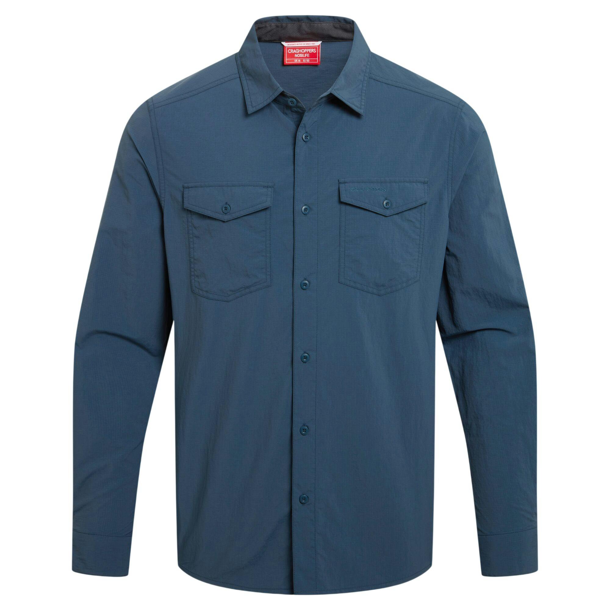 Craghoppers Men's Blue Loukkos Nosilife Shirt - Stone - L - Stone - 100% Mixed