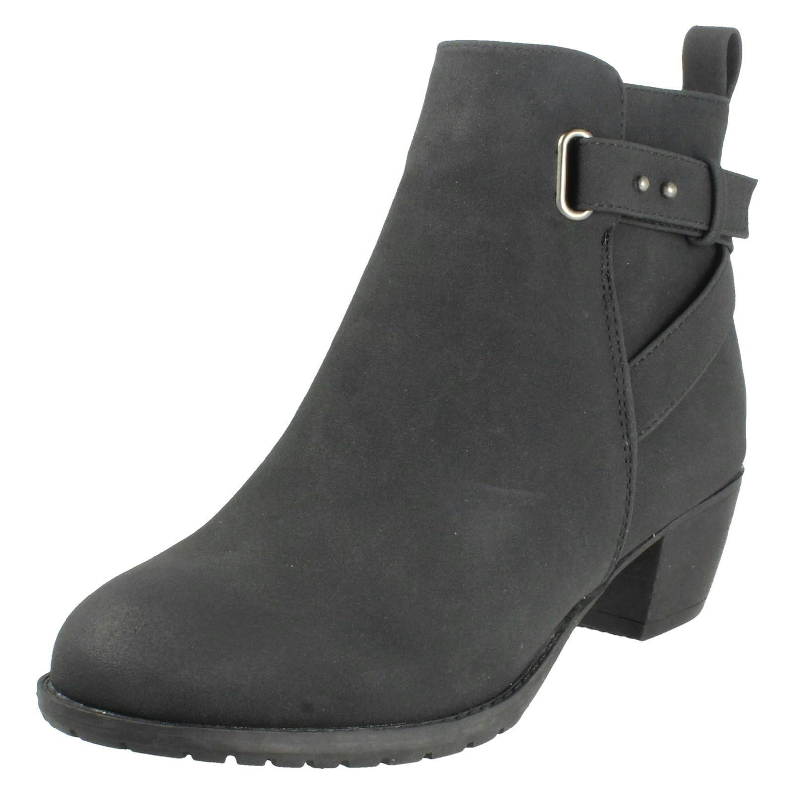 Spot On Women's Black Wide Fit Zip Up Ankle Boots F51258 - Uk 7