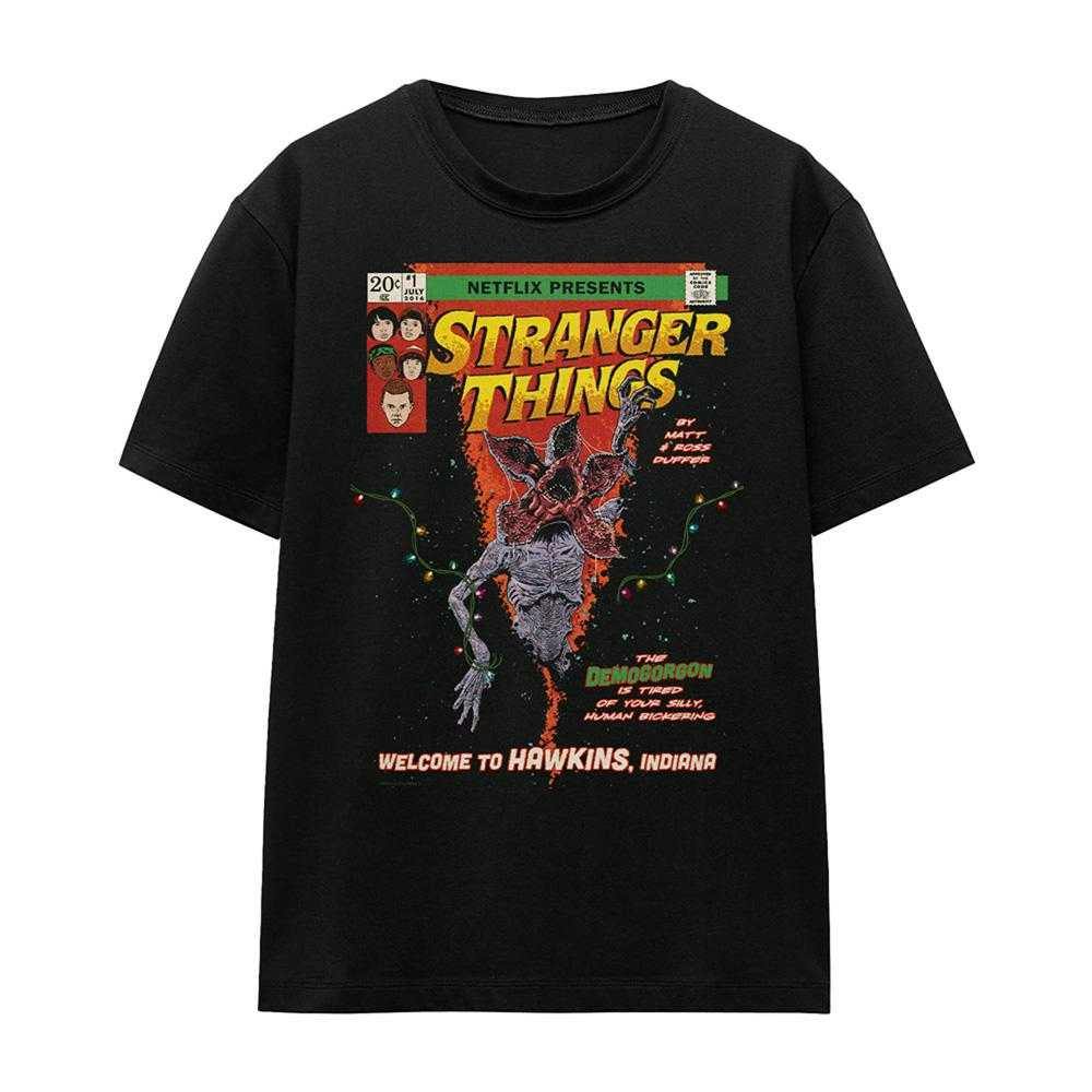 Stranger Things Women's Black Welcome To Hawkins Comic T-Shirt - S
