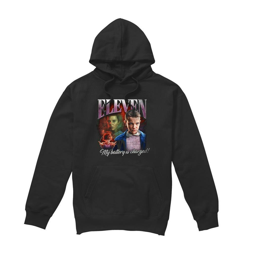 Stranger Things Unisex Black Adult Eleven Homage Hoodie - S - 80% Cotton/20% Polyester