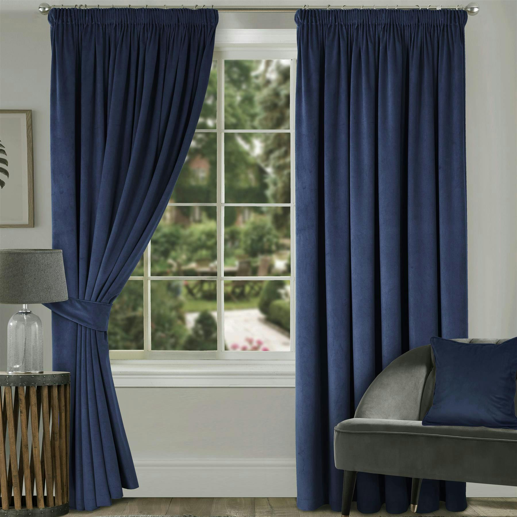 Rackhams Montreal Taped Top Curtains - Navy - 229Cm Width X 229Cm Drop