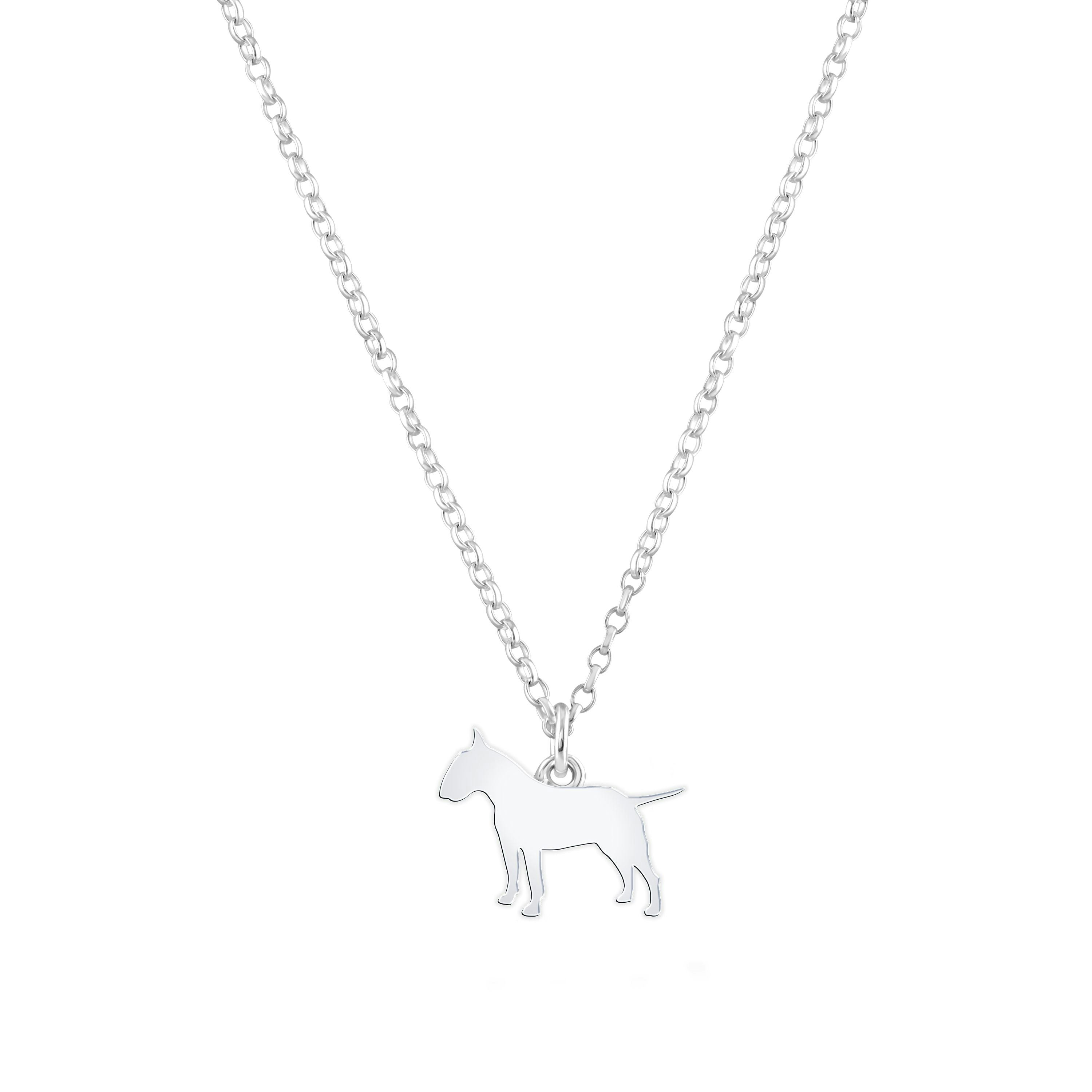 Mylee London Silver Bull Terrier Silhouette Necklace - Personalised - No
