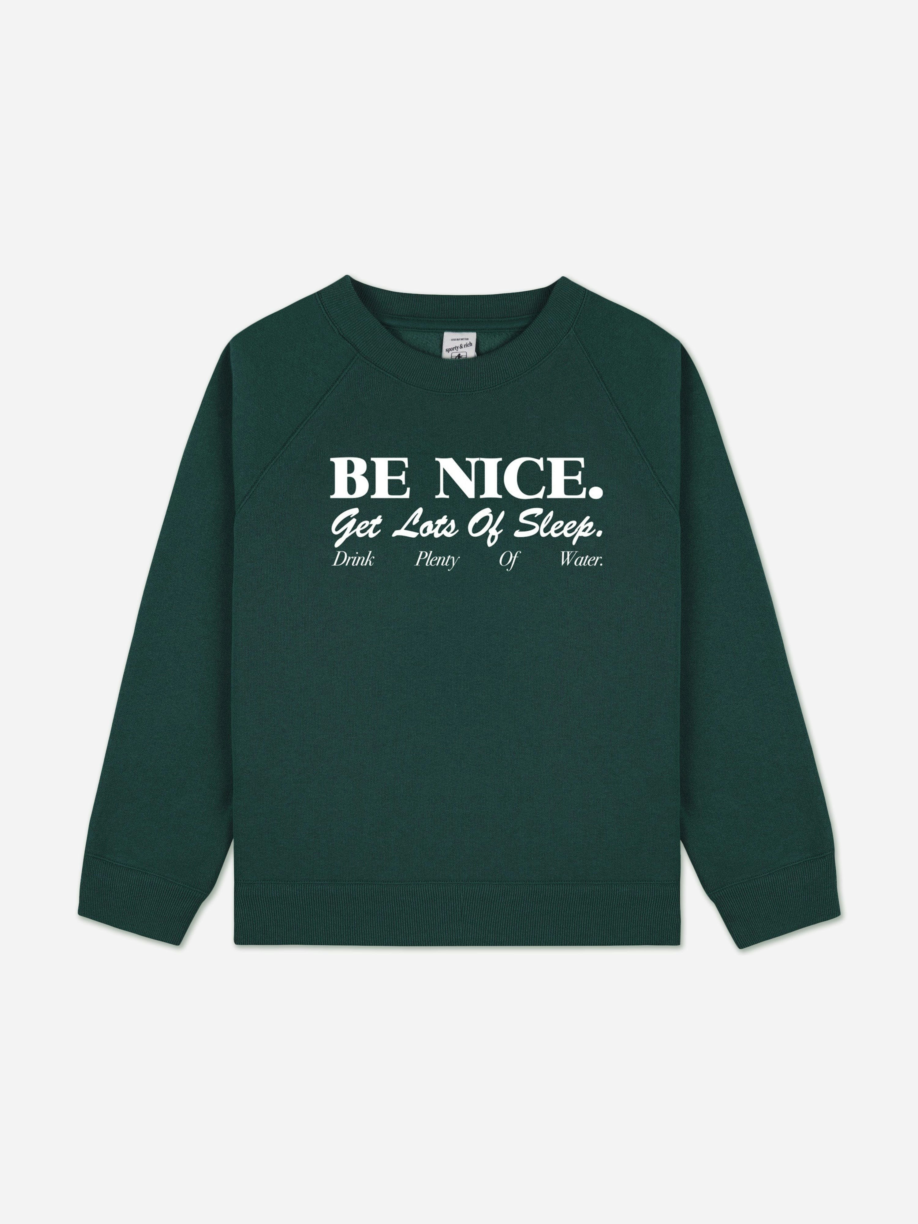 Sporty & Rich Unisex Kids Green Kids Be Nice Sweatshirt In - 4 - 6 Yrs