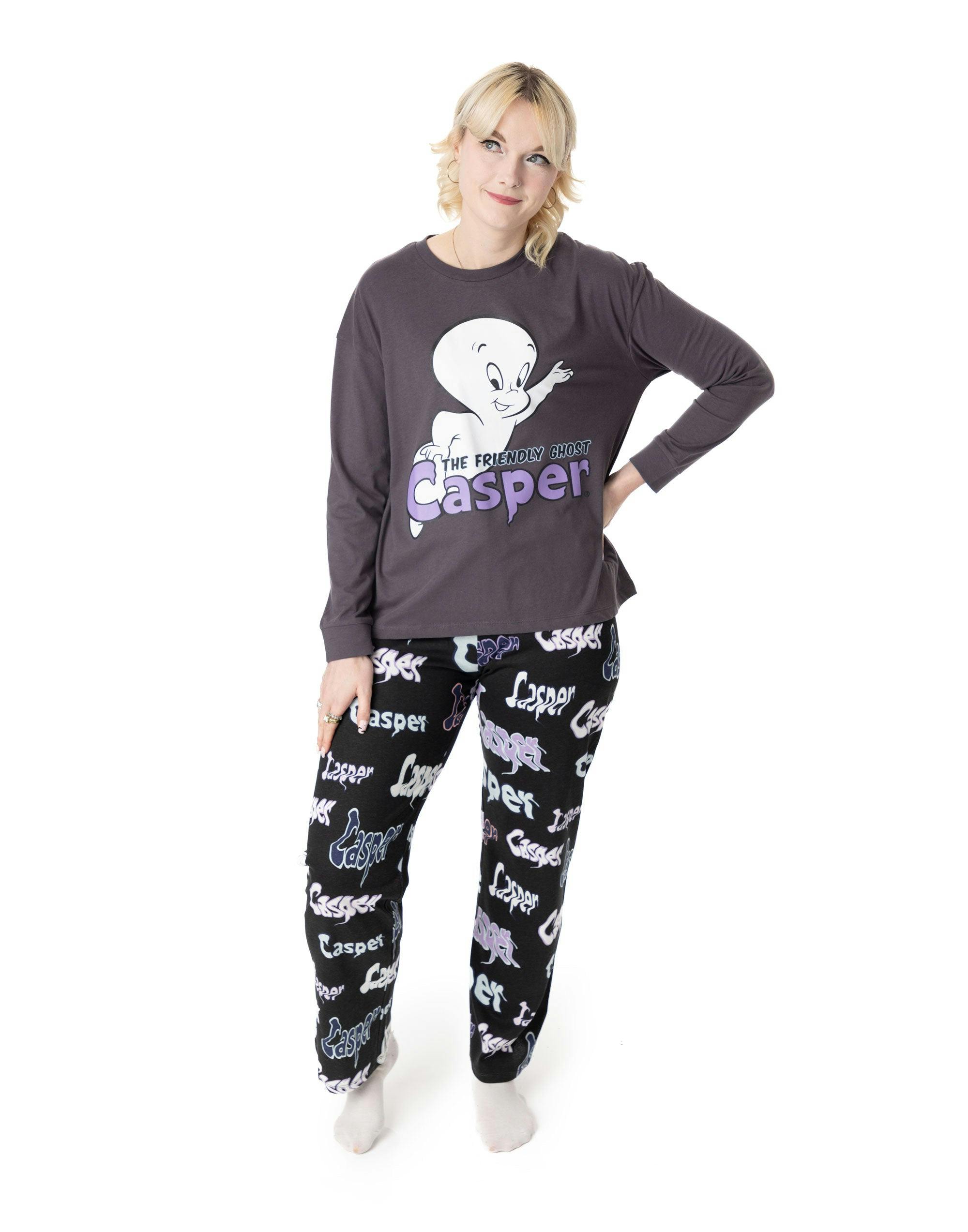 Vanilla Underground Women's Grey Casper Character Long Sleeve Long Leg Pyjama Set - Large