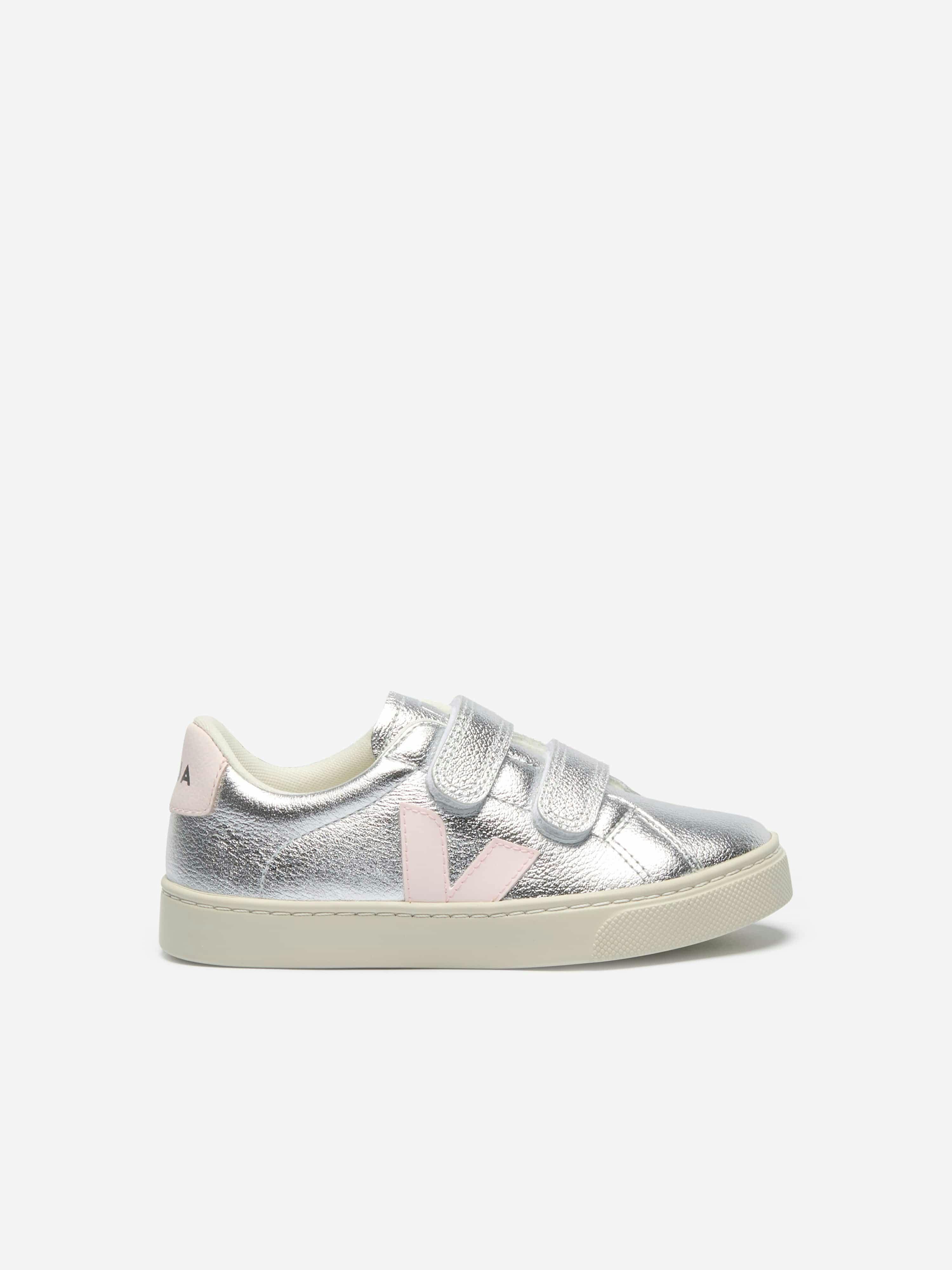 Veja Girls Silver Small Esplar Leather Trainers In - Eu 34 Uk 2.5