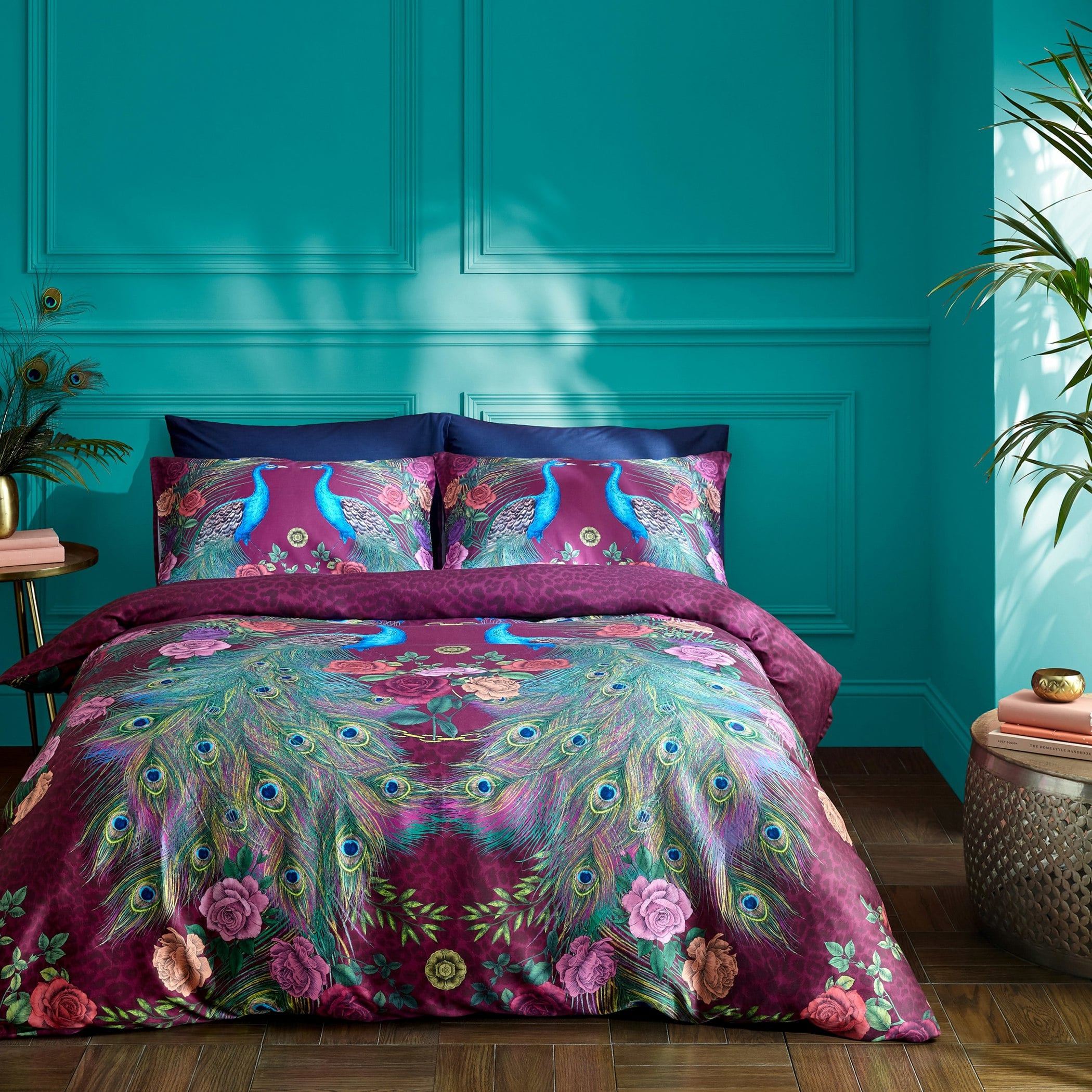 Matthew Williamson Xanadu Peacock 200 Thread Count Cotton Sateen Duvet Cover Set - Super King