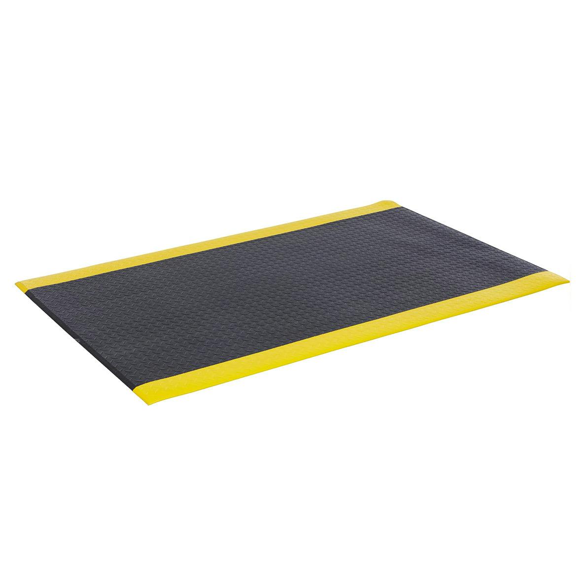 Rackhams Black/Yellow Anti Fatigue Mat - Commercial & Industrial Use - 12.5Mm - 90X60cm
