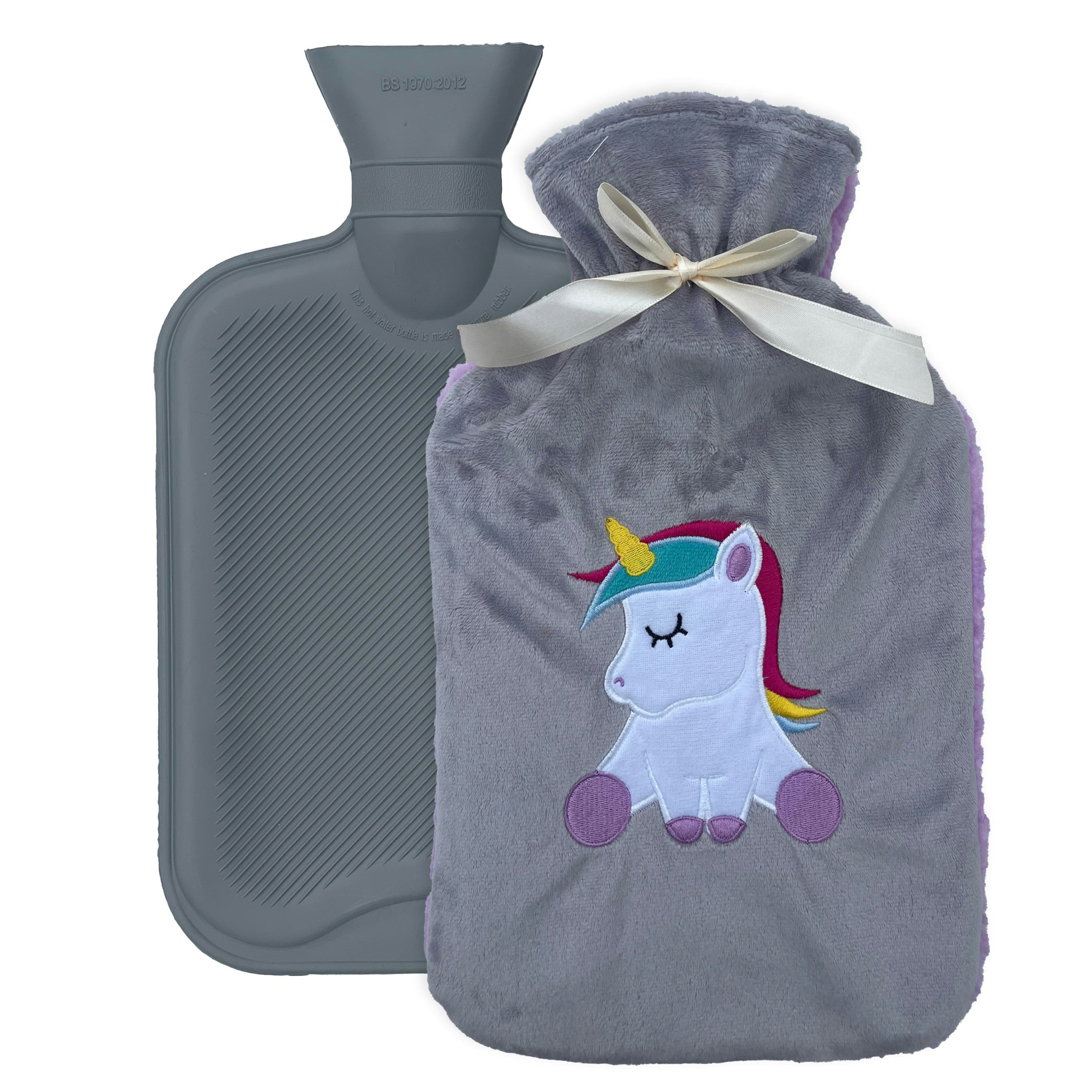 Rackhams Hot Water Bottle With Sherpa Fleece Cover - 2 Litre - Unicorn